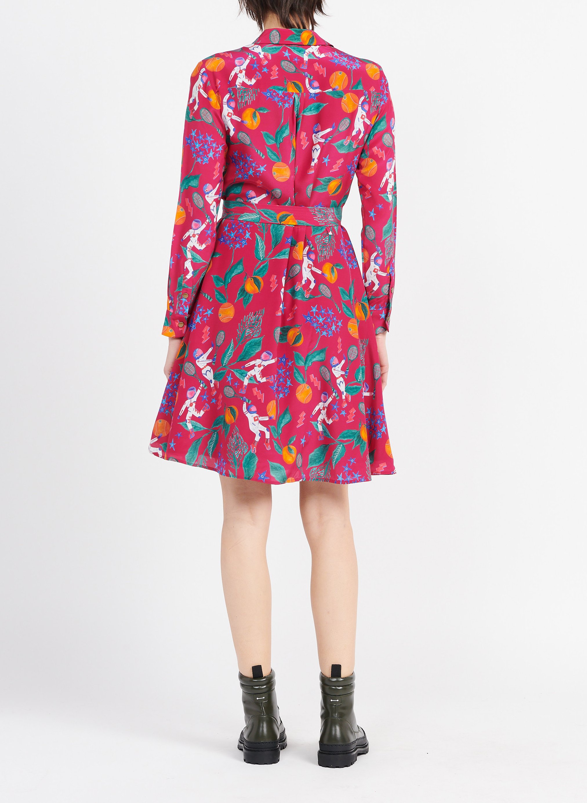 Robe midi imprimée en soie  SOI PARIS Rose