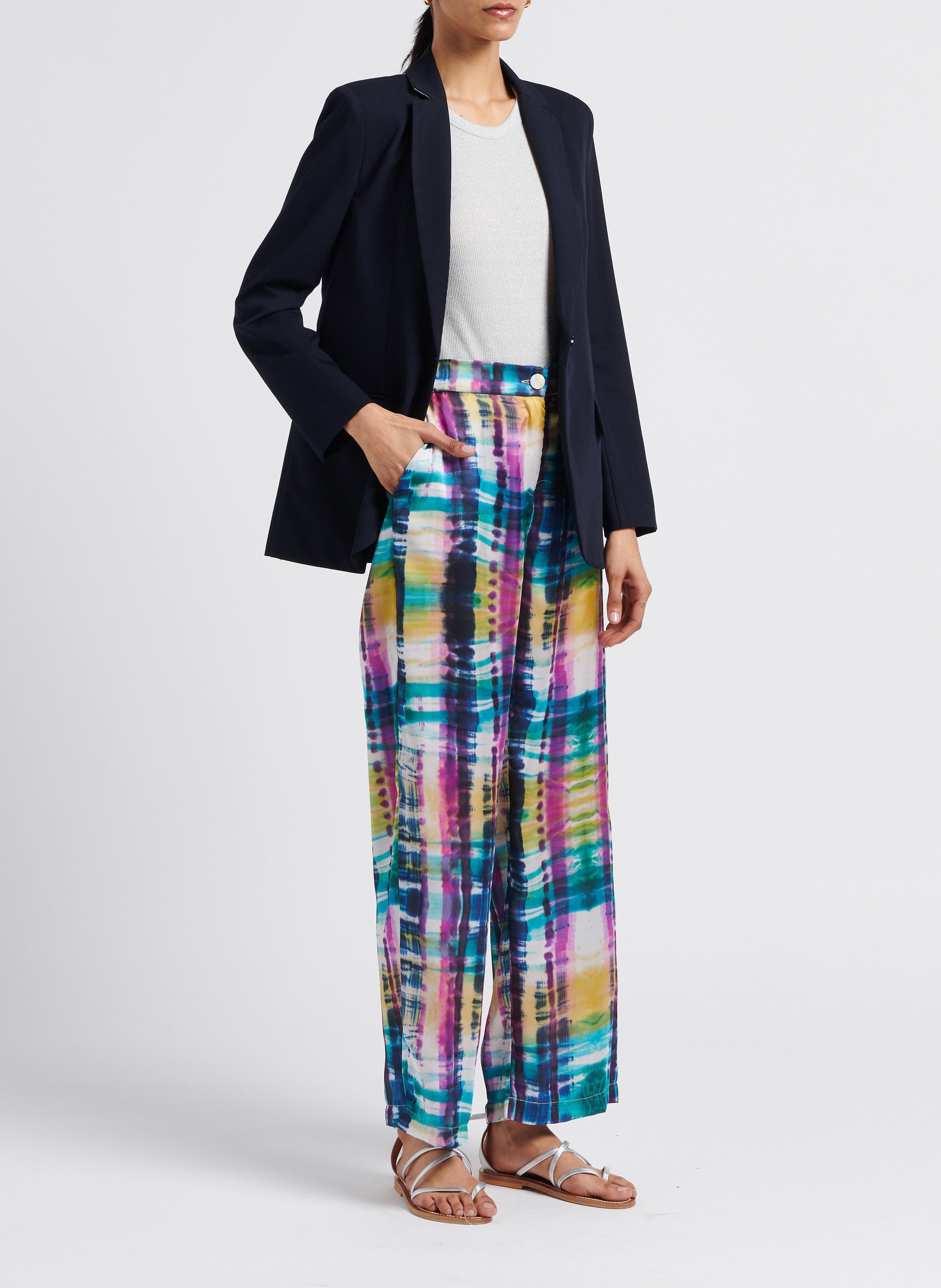 Fluid printed straight-leg pants IMPERIAL Beige