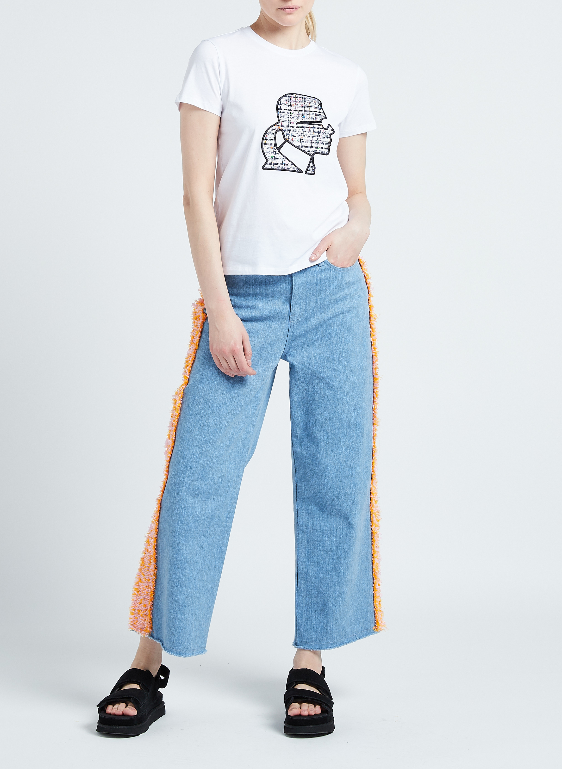 Rechte jeans van bouclé uit stretchkatoen KARL LAGERFELD Blauw