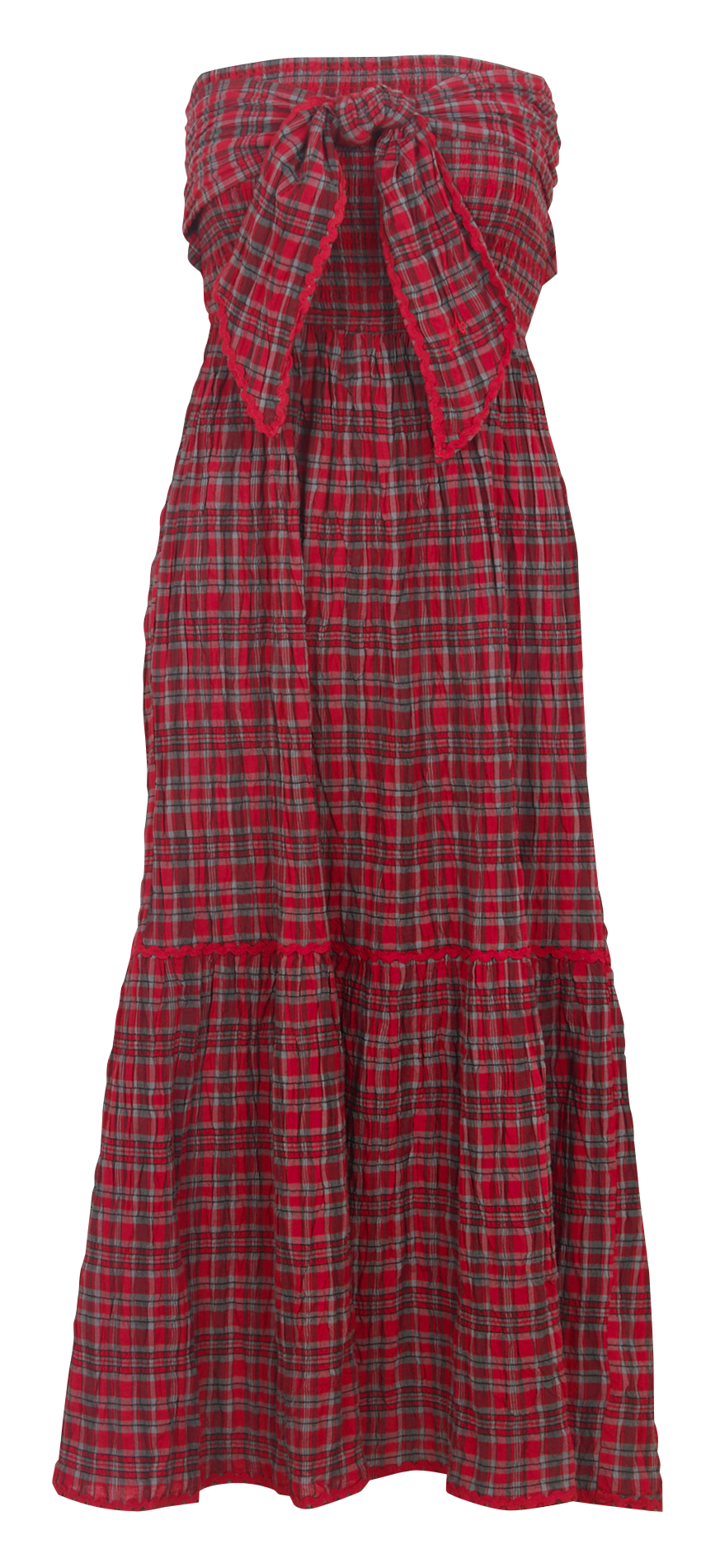 Robe longue à carreaux en coton bio DAMSON MADDER Rouge