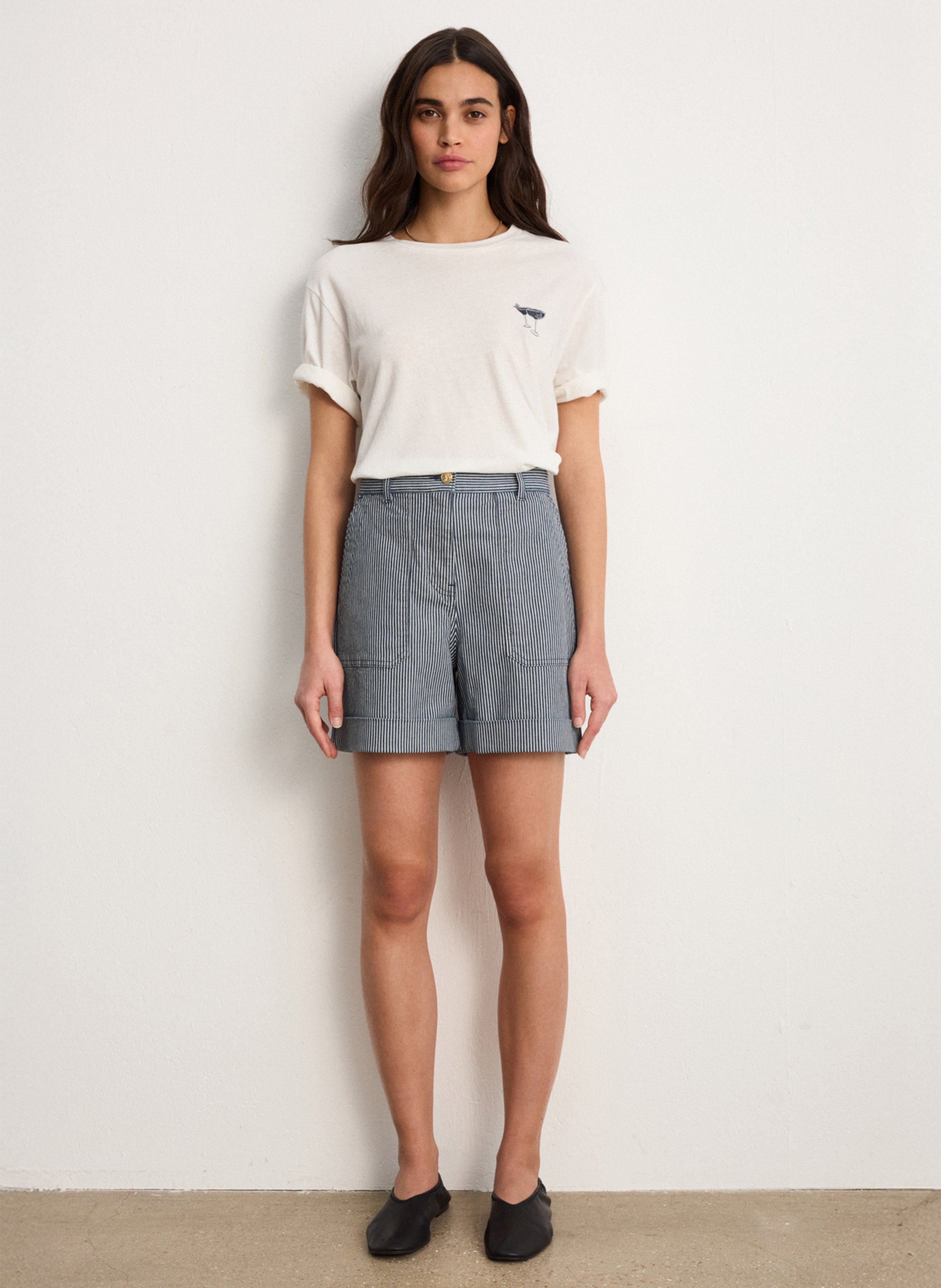 Weite Taillenshorts aus Baumwoll-Mix PABLO Blau