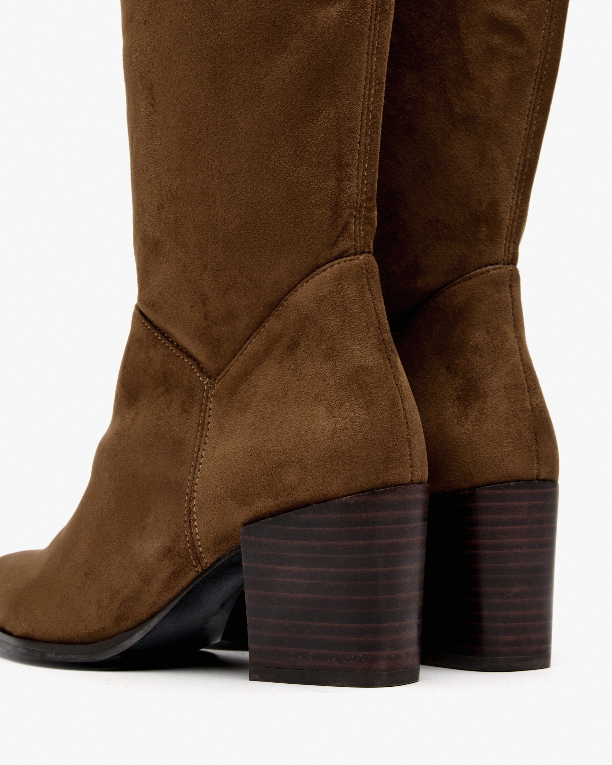 Brown stretch fabric faux suede boots. PEDRO MIRALLES Brown