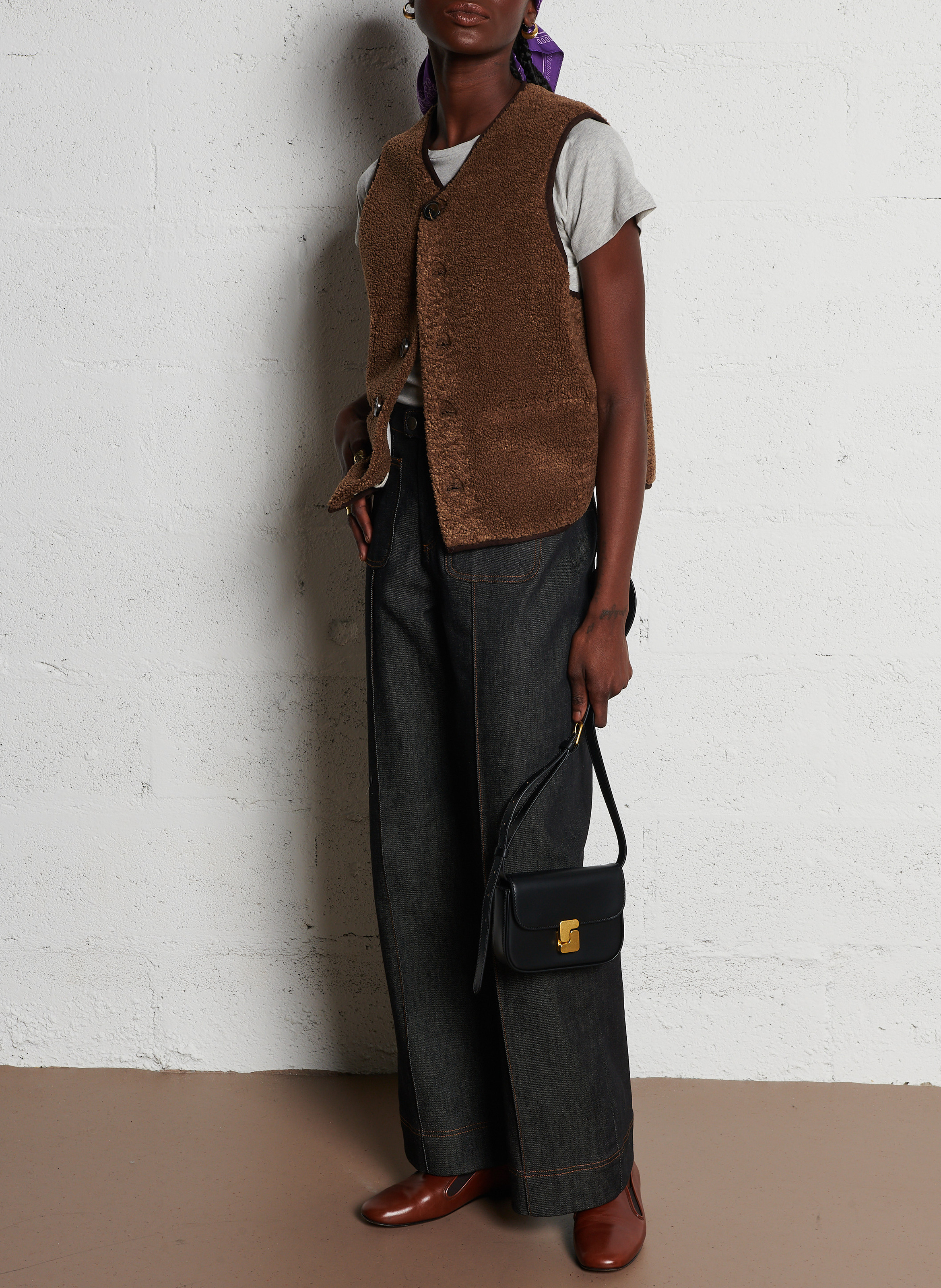 Sheepskin-effect gilet SOEUR Brown