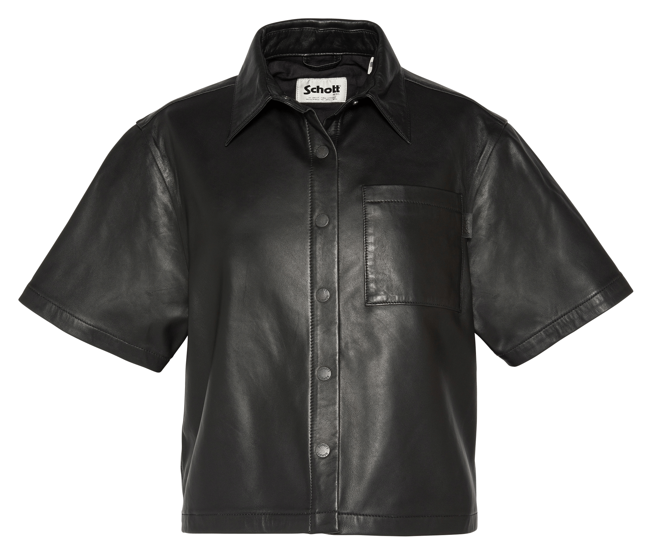 Kurzarm-Lederhemd SCHOTT Schwarz