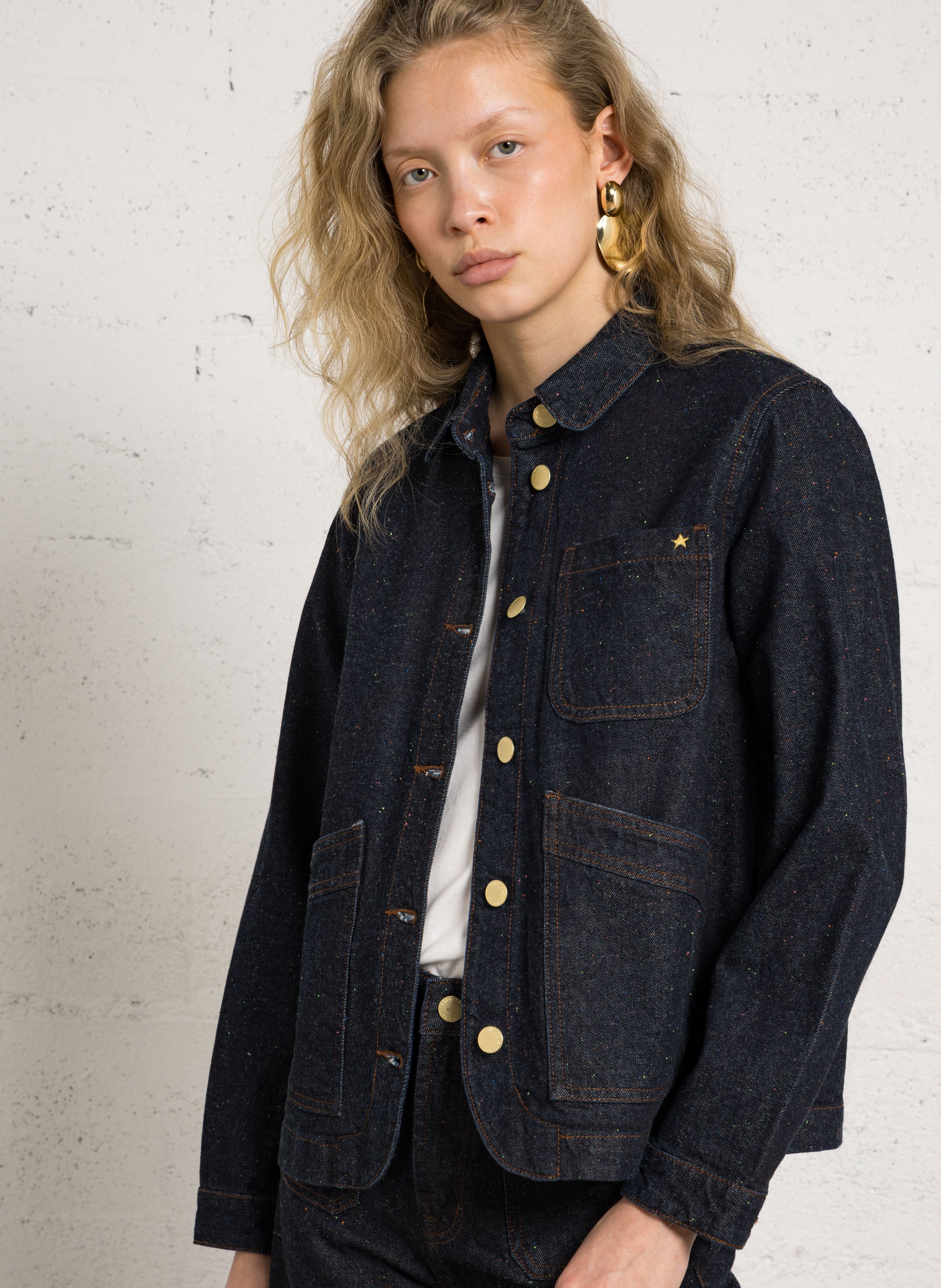 Jacke mit klassischem geradem Kragen aus bedrucktem Jacquard LA PETITE ETOILE