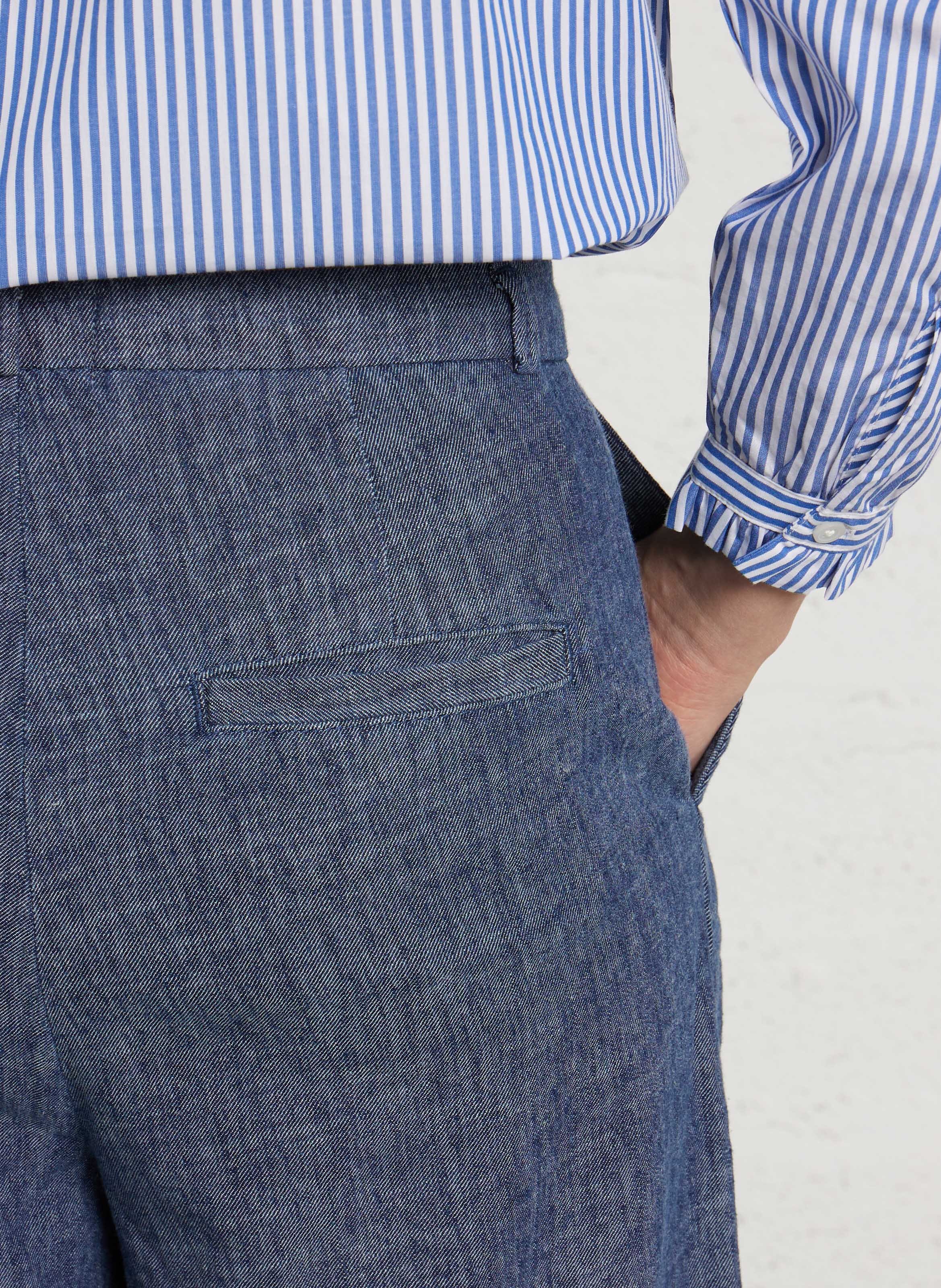 Pantalon large en coton mélangé EMILE ET IDA Bleu