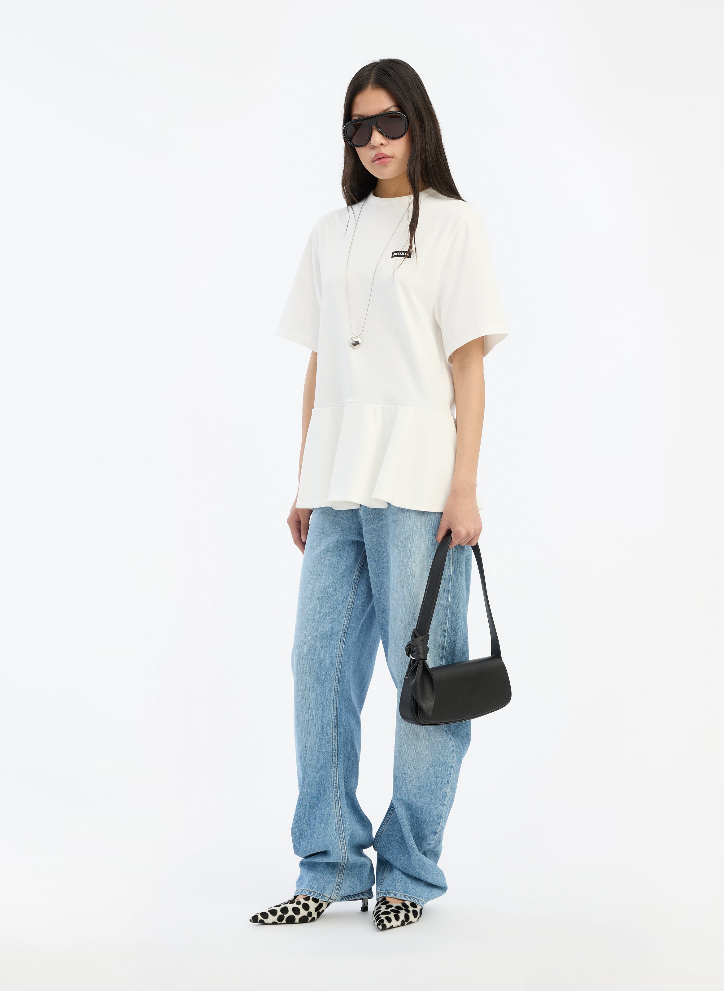 Bio-Baumwoll-High-Waist-Jeansrock ROTATE Blau