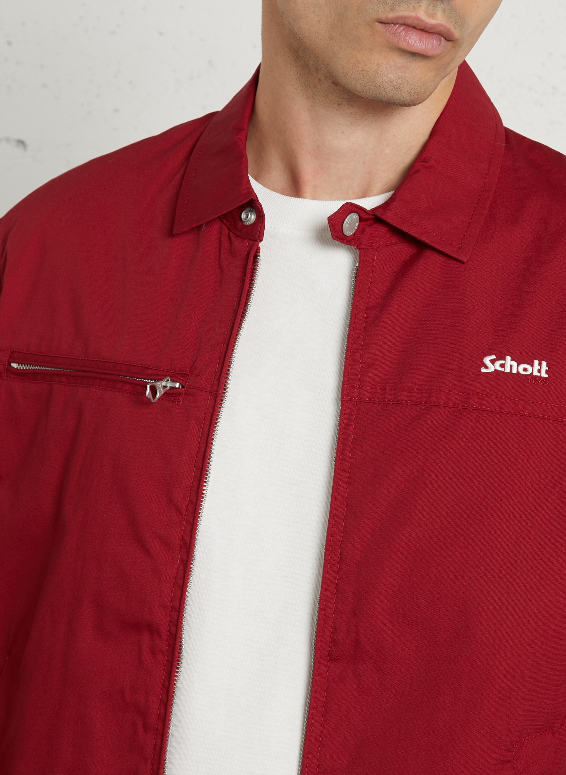 Veste droite zippée à poches SCHOTT Rouge