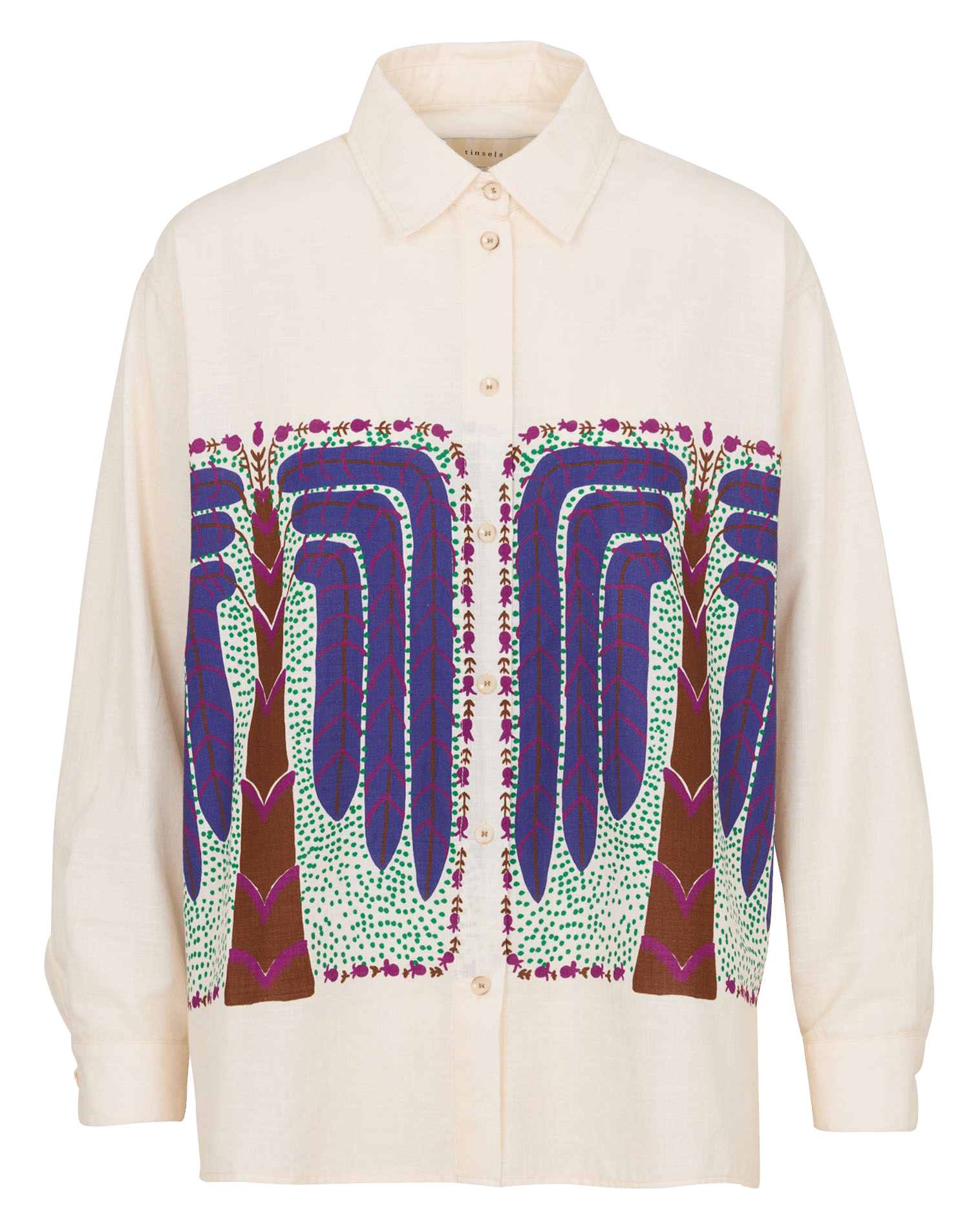 Chemise imprimée col classique en coton TINSELS Marron