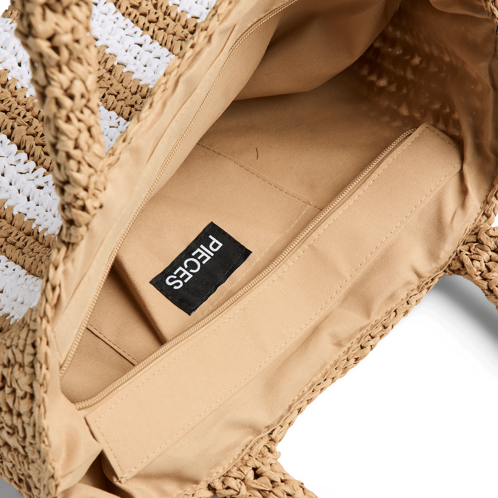 Gestreepte strooien shopperbag PIECES Groen