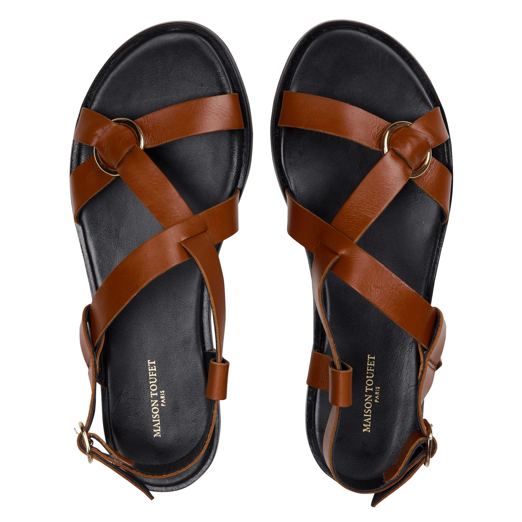 Flache Ledersandalen in Uni-Farben MAISON TOUFET Braun