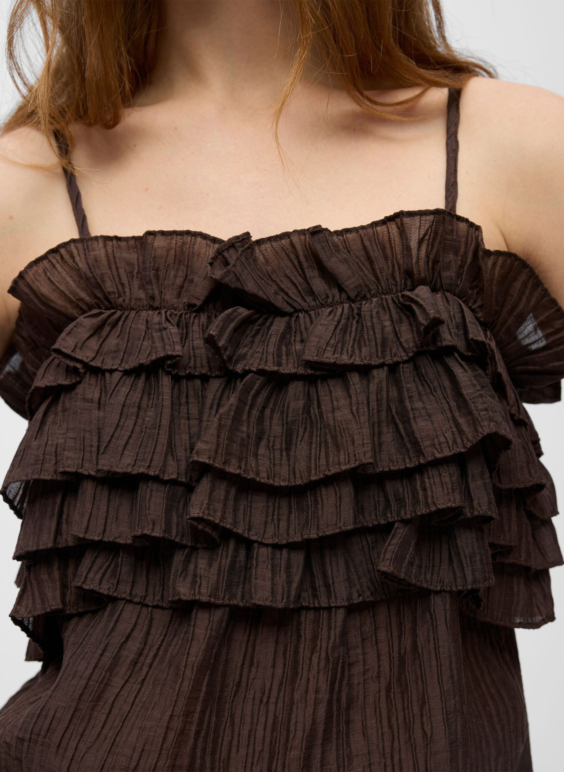 Gerade geschnittenes Top mit Rüschen OBJECT Braun