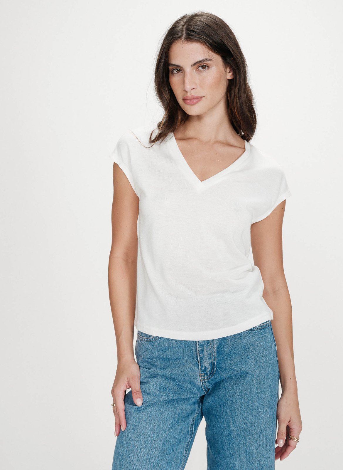 Crepe V-neck top GRACE ET MILA White