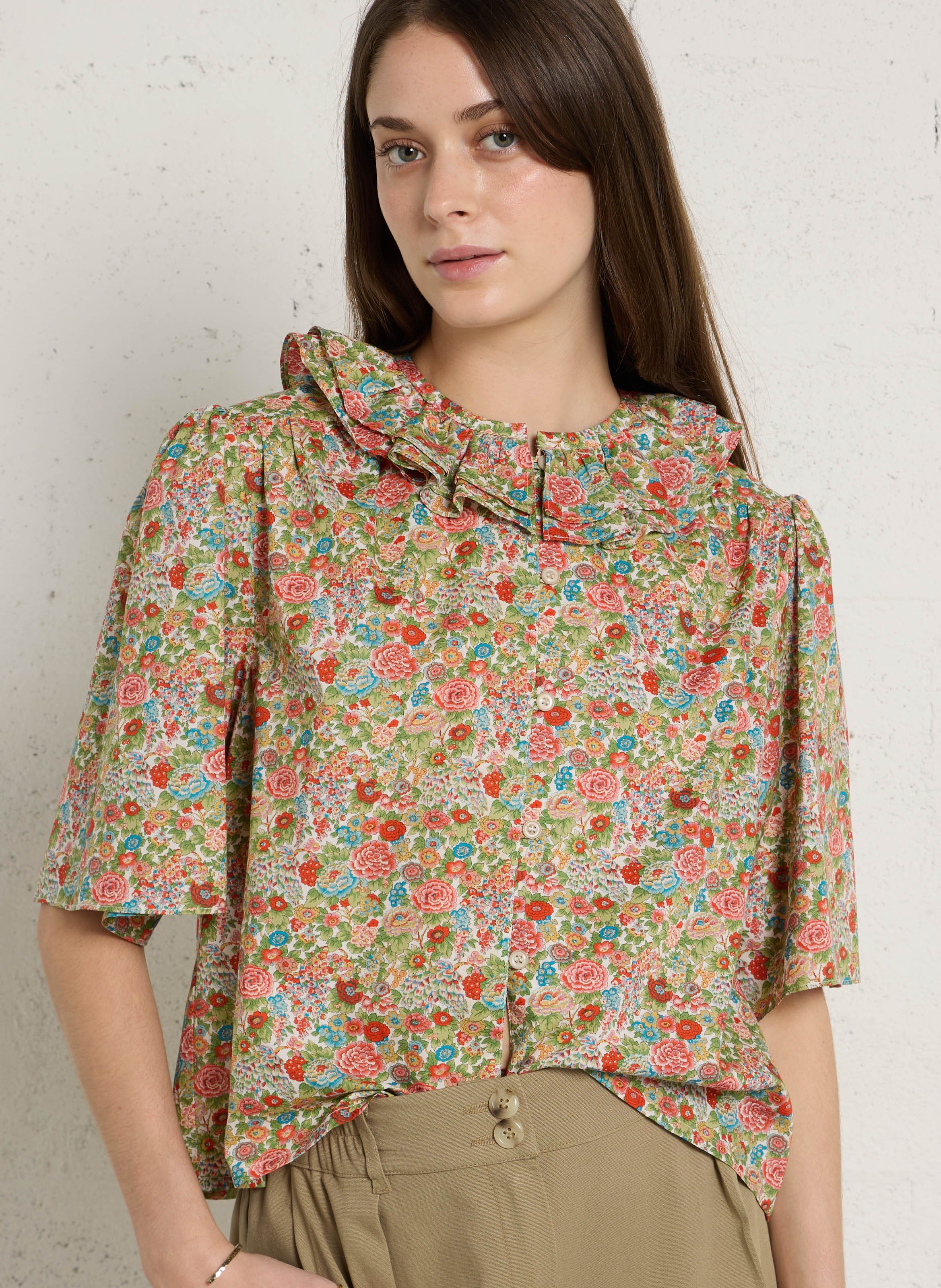 Top oversize cuello redondo de algodón estampado SUZIE WINKLE Verde