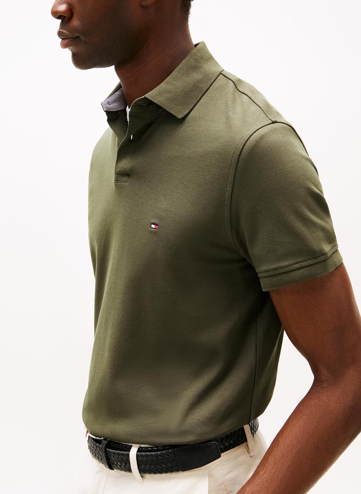 Regular-fit organic cotton-blend polo shirt TOMMY HILFIGER Khaki