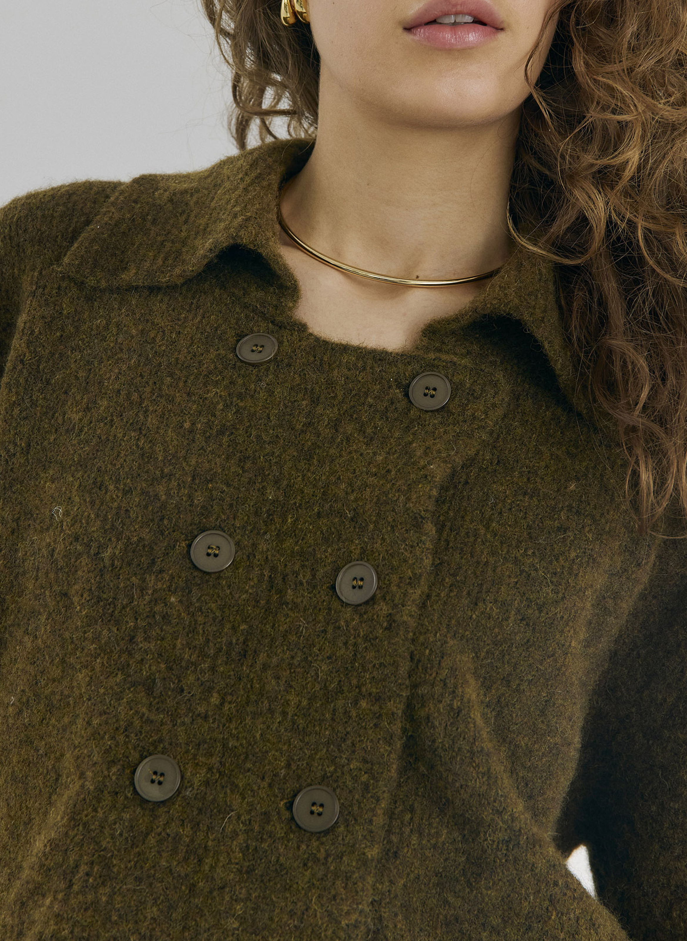 Kort oversized vest van gemengde wol NORR Groen