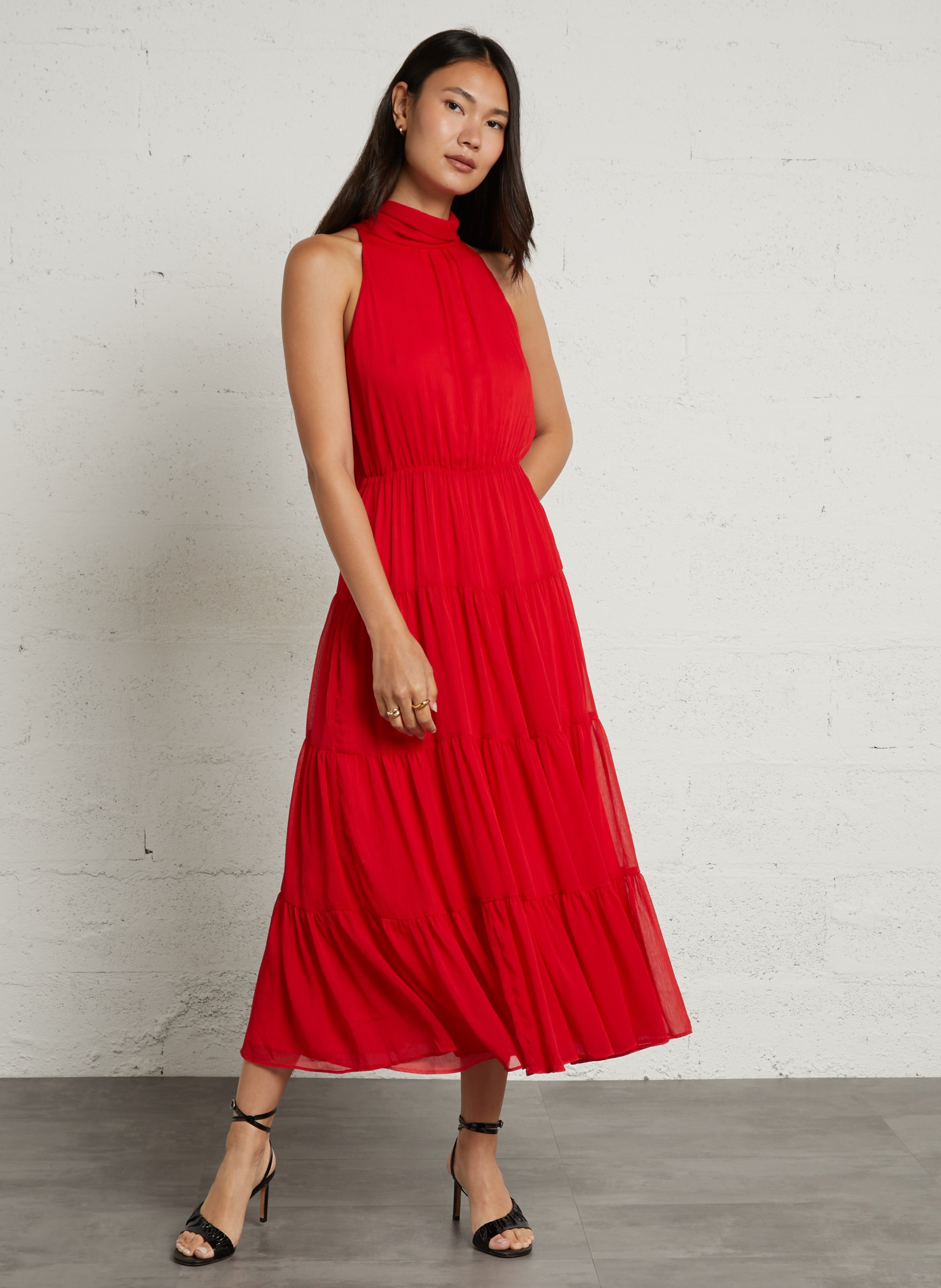 Robe longue col rond  SUD EXPRESS Rouge