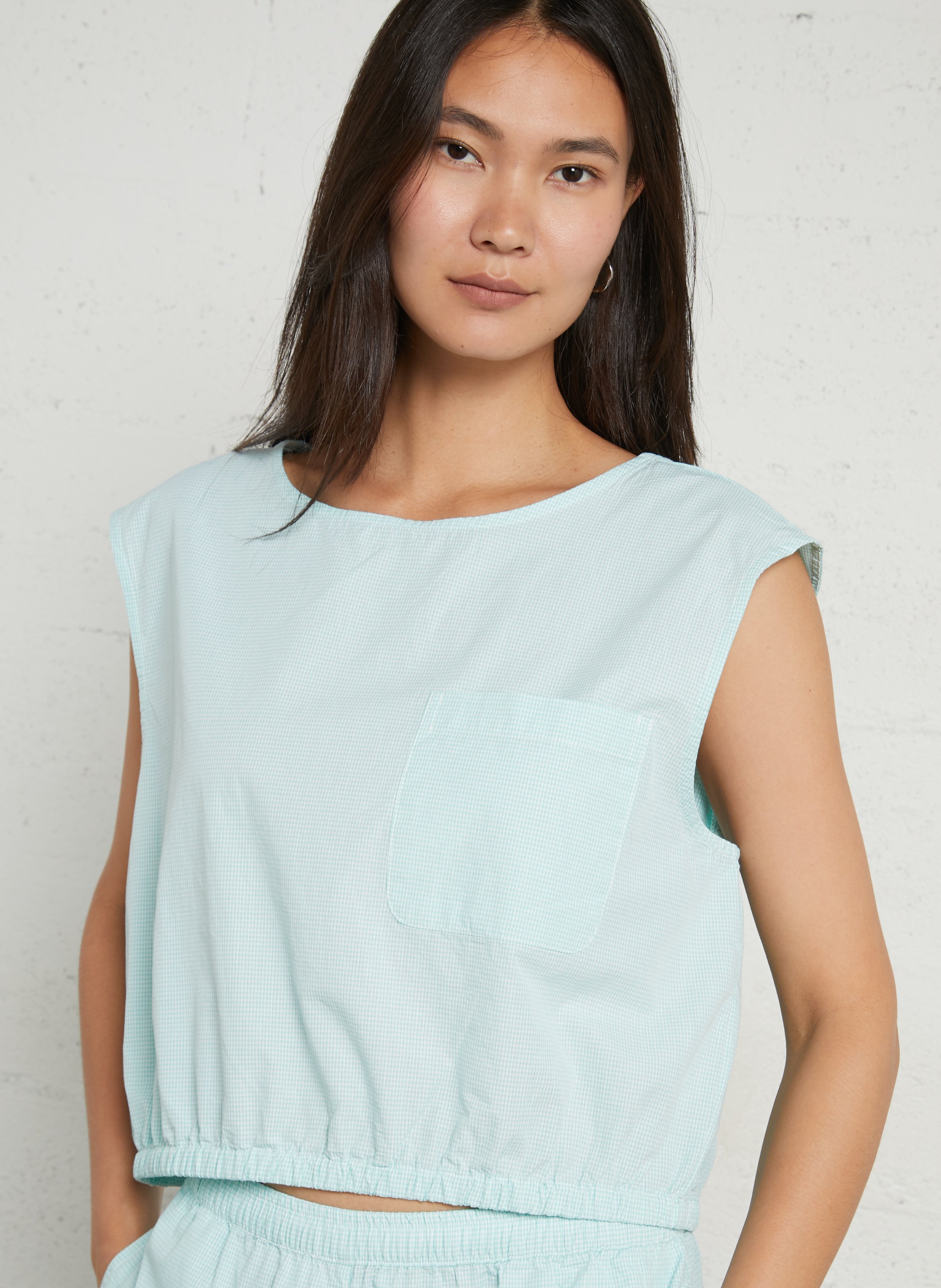 Solid sleeveless cotton top AMERICAN VINTAGE Blue