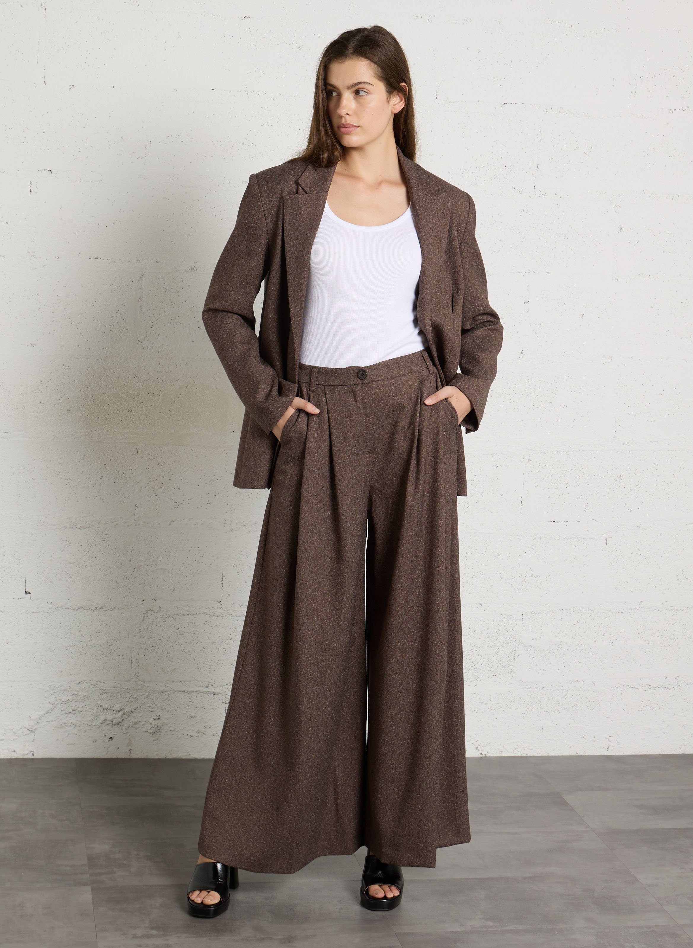 Fitted Solid Blazer IMPERIAL Brown
