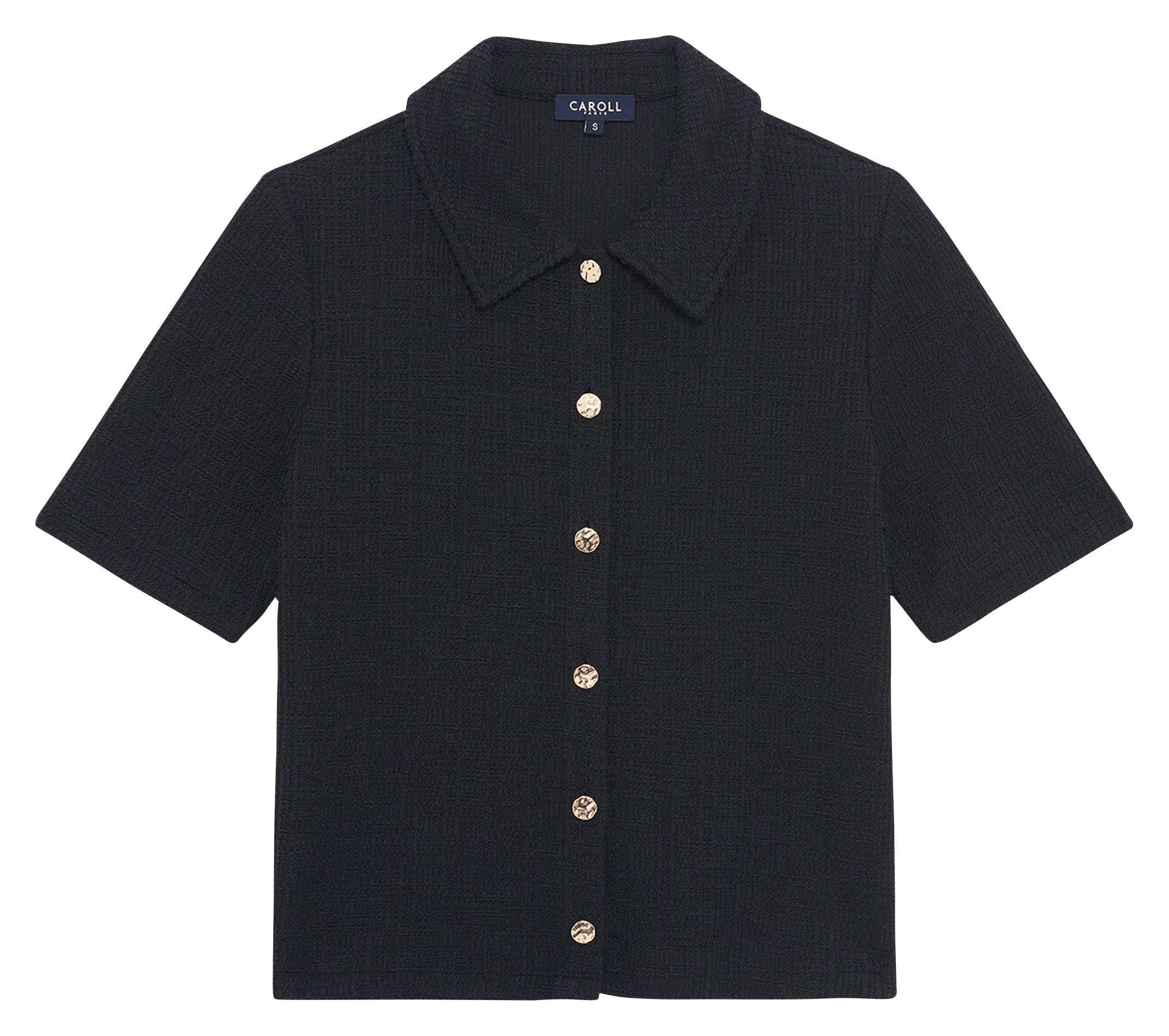Top à boutons en coton mélangé CAROLL Noir