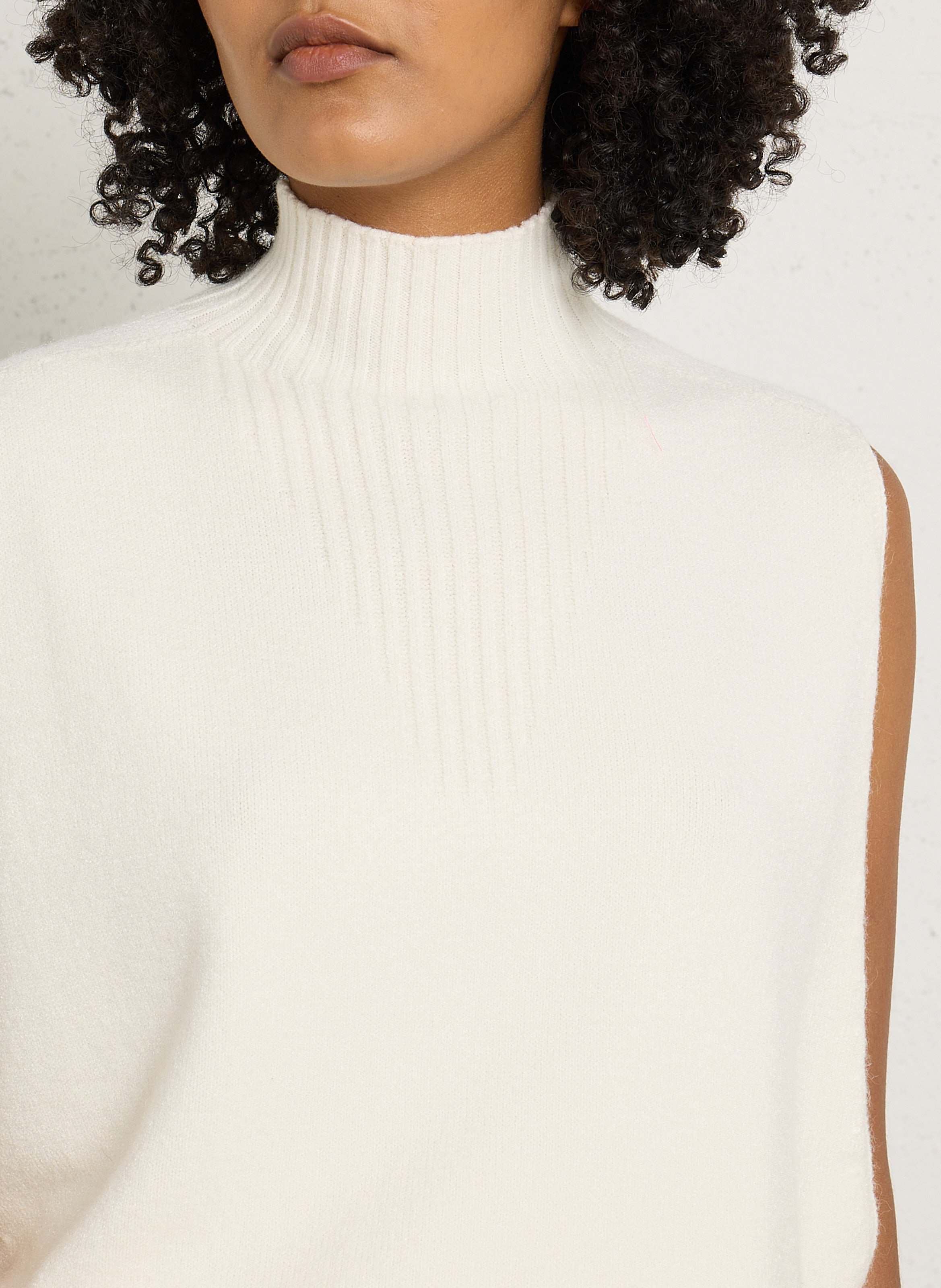 Strick-Mix-Pullover mit Stehkragen IMPERIAL Weiss