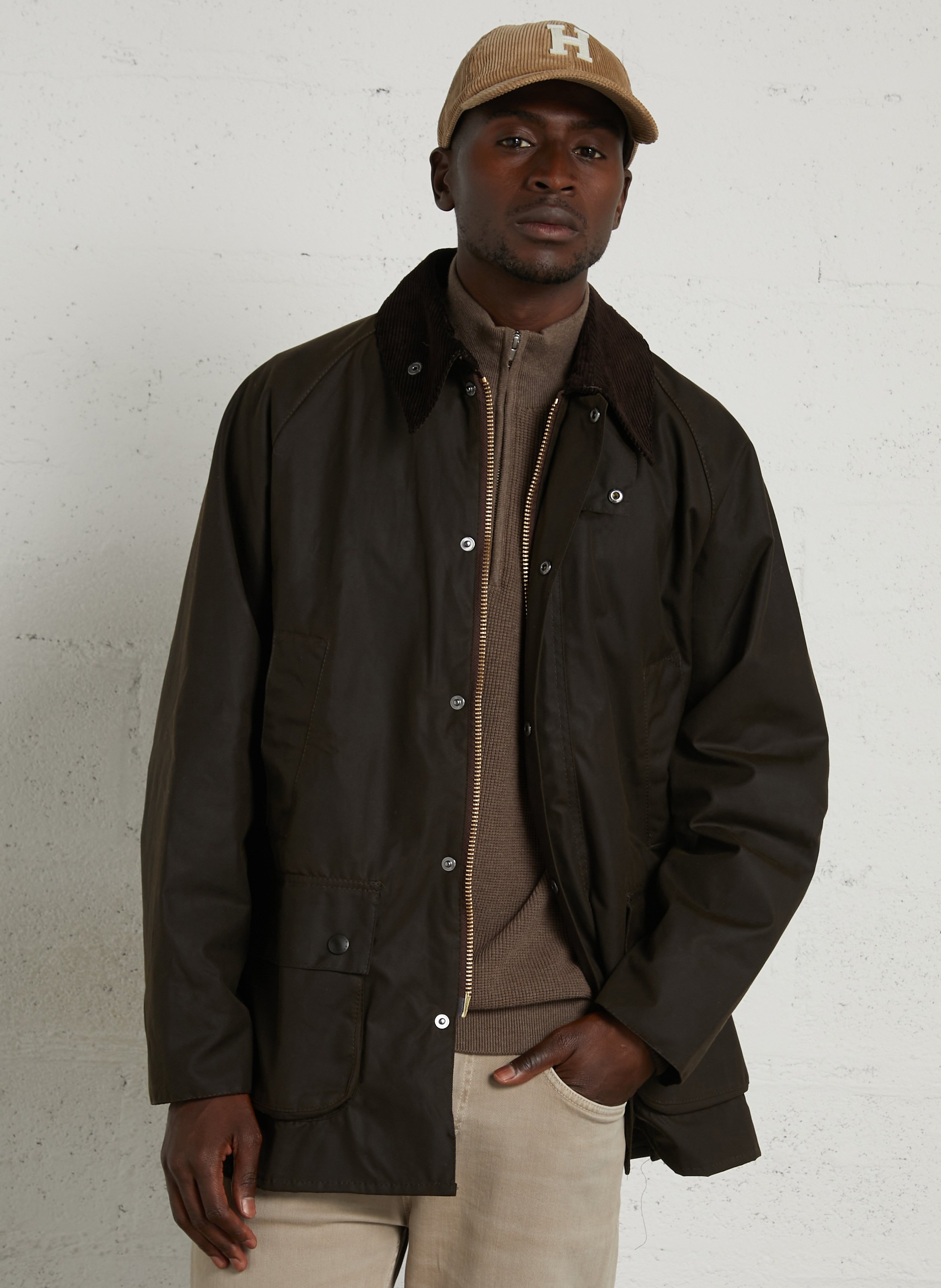 Veste col classique en coton BARBOUR Kaki