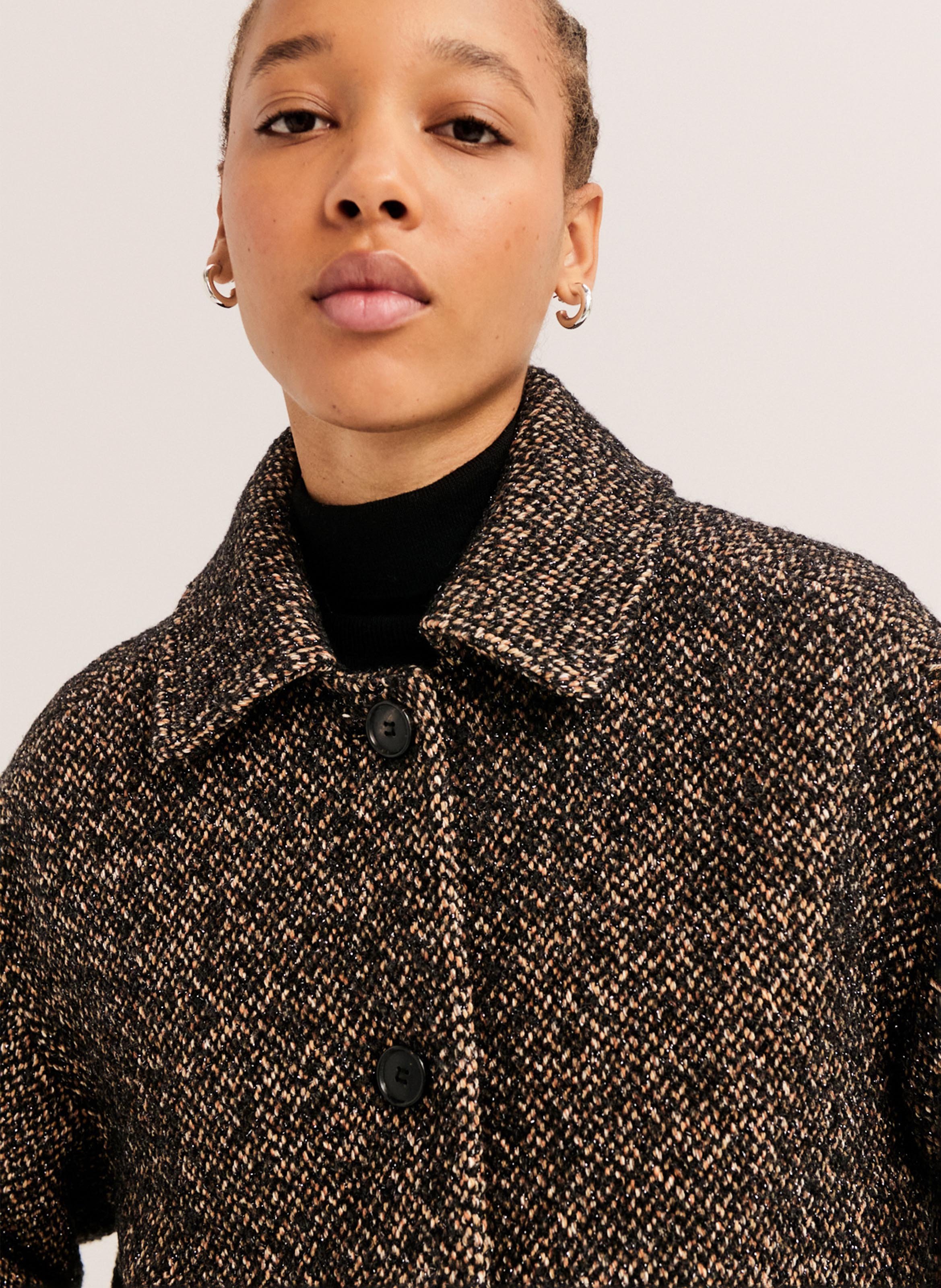 Manteau court en coton mélangé PABLO Noir