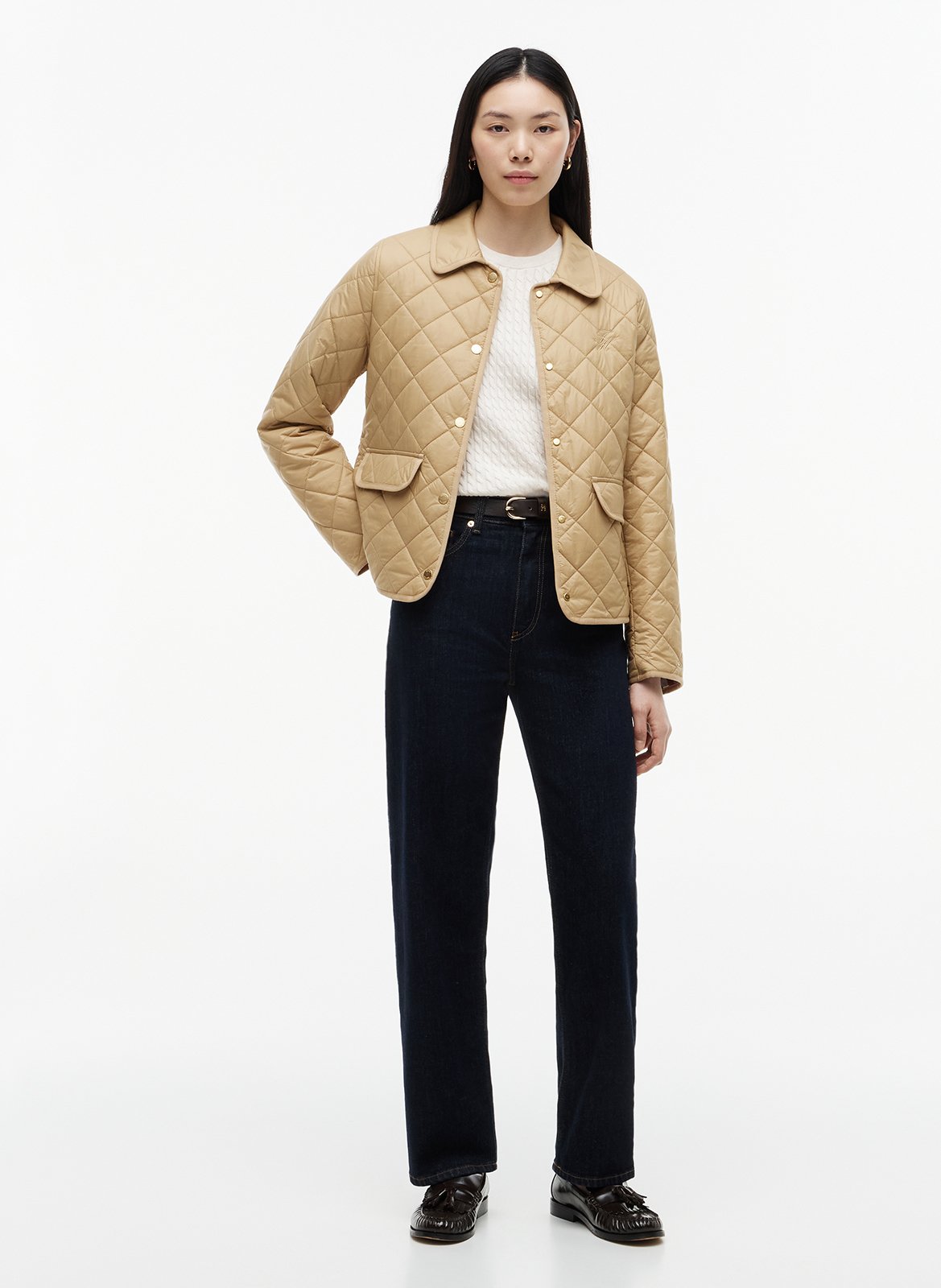 Quilted straight-cut jacket TOMMY HILFIGER Beige