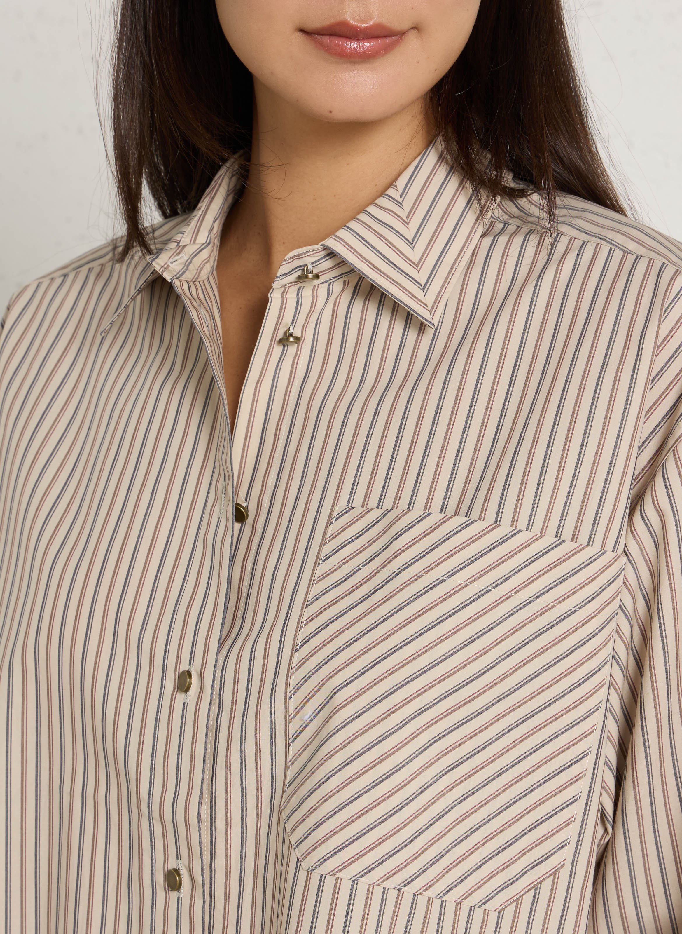 Gestreepte, katoenen blouse LEON & HARPER Beige