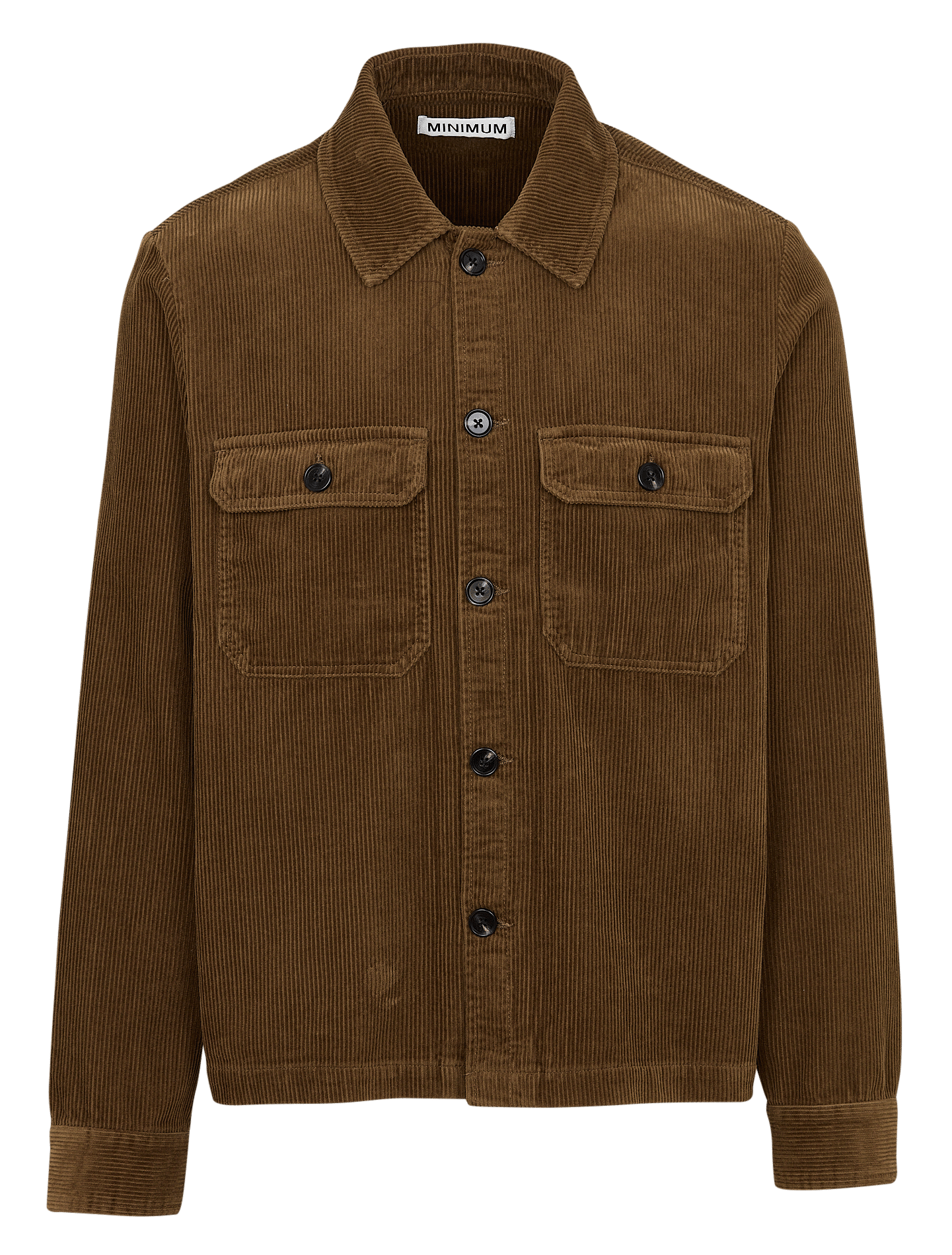 Straight-cut cotton corduroy overshirt with a classic collar MINIMUM Brown