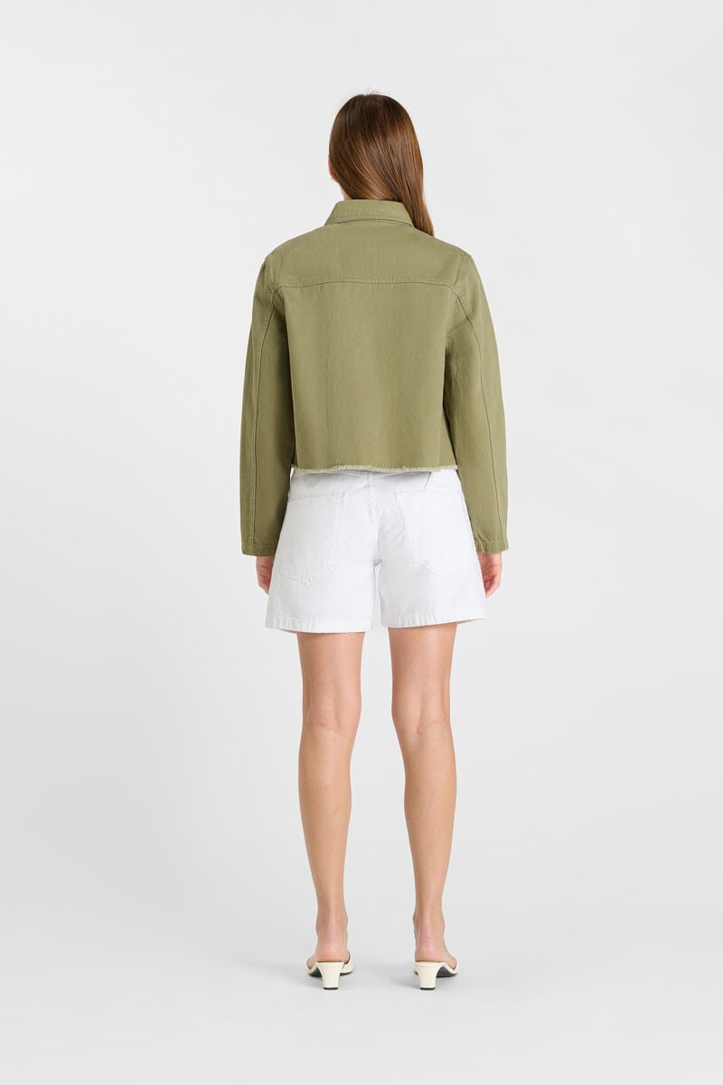 Snap-Front Shirt-Collar Jacket LE TEMPS DES CERISES Khaki