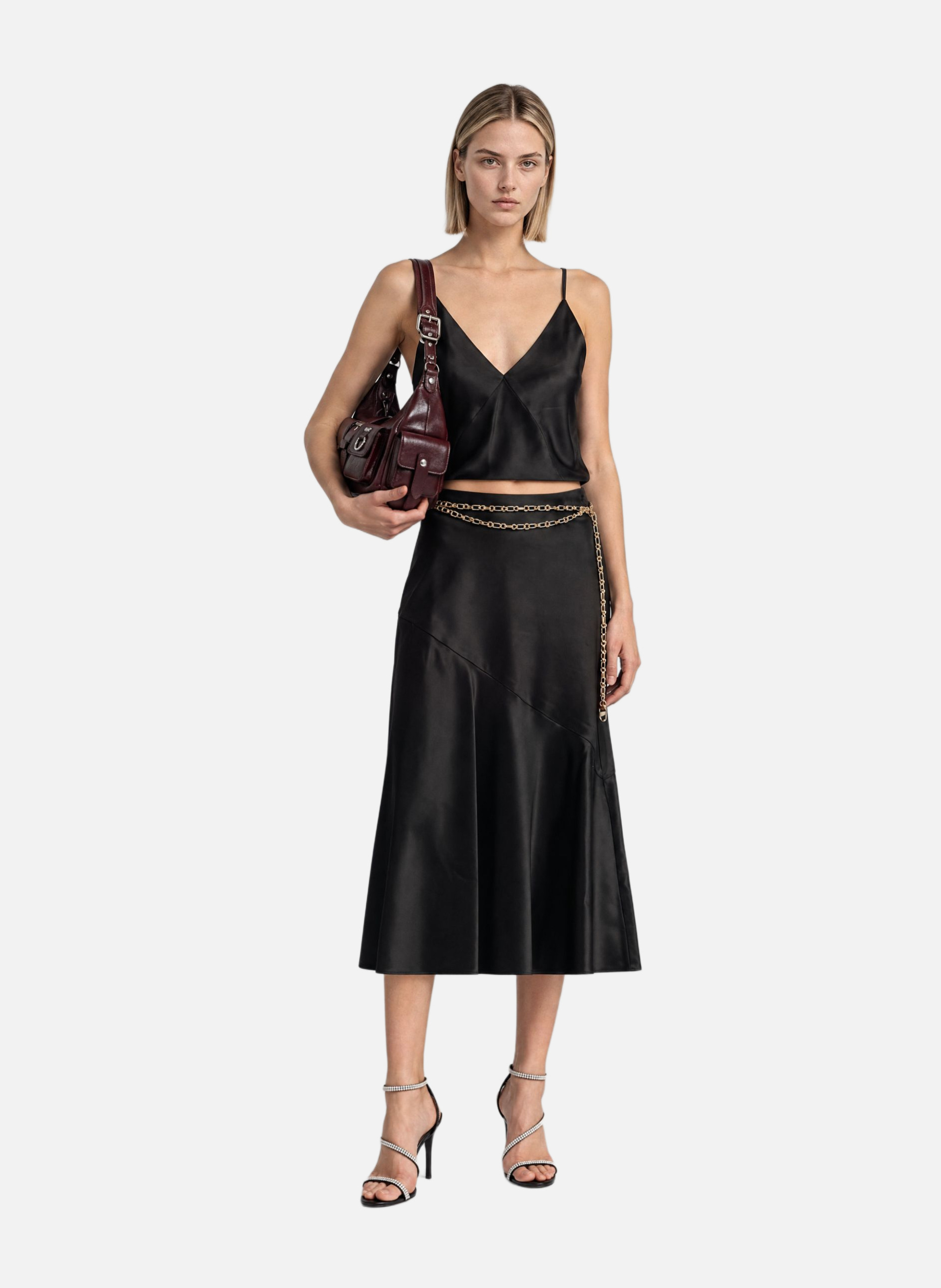 Fine-strapped satin top THE KOOPLES Black
