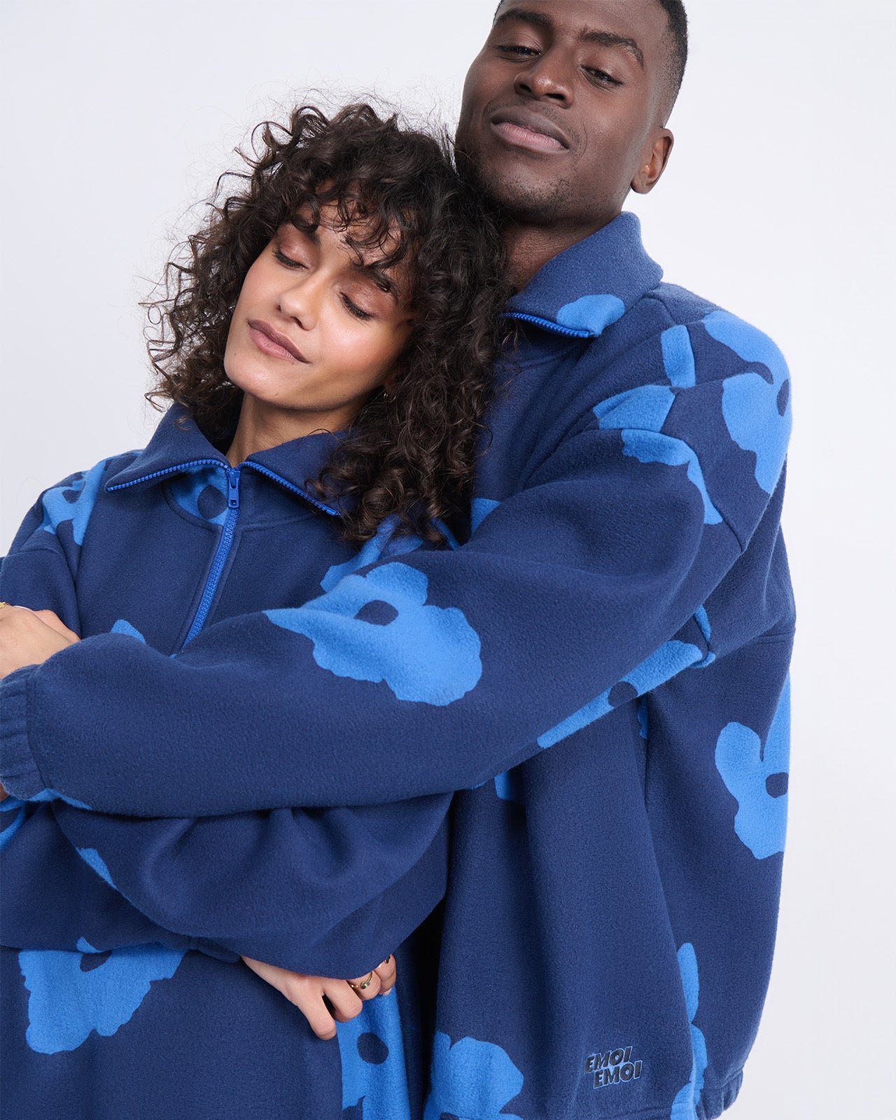 Floral-print recycled fleece sweatshirt EMOI EMOI Blue
