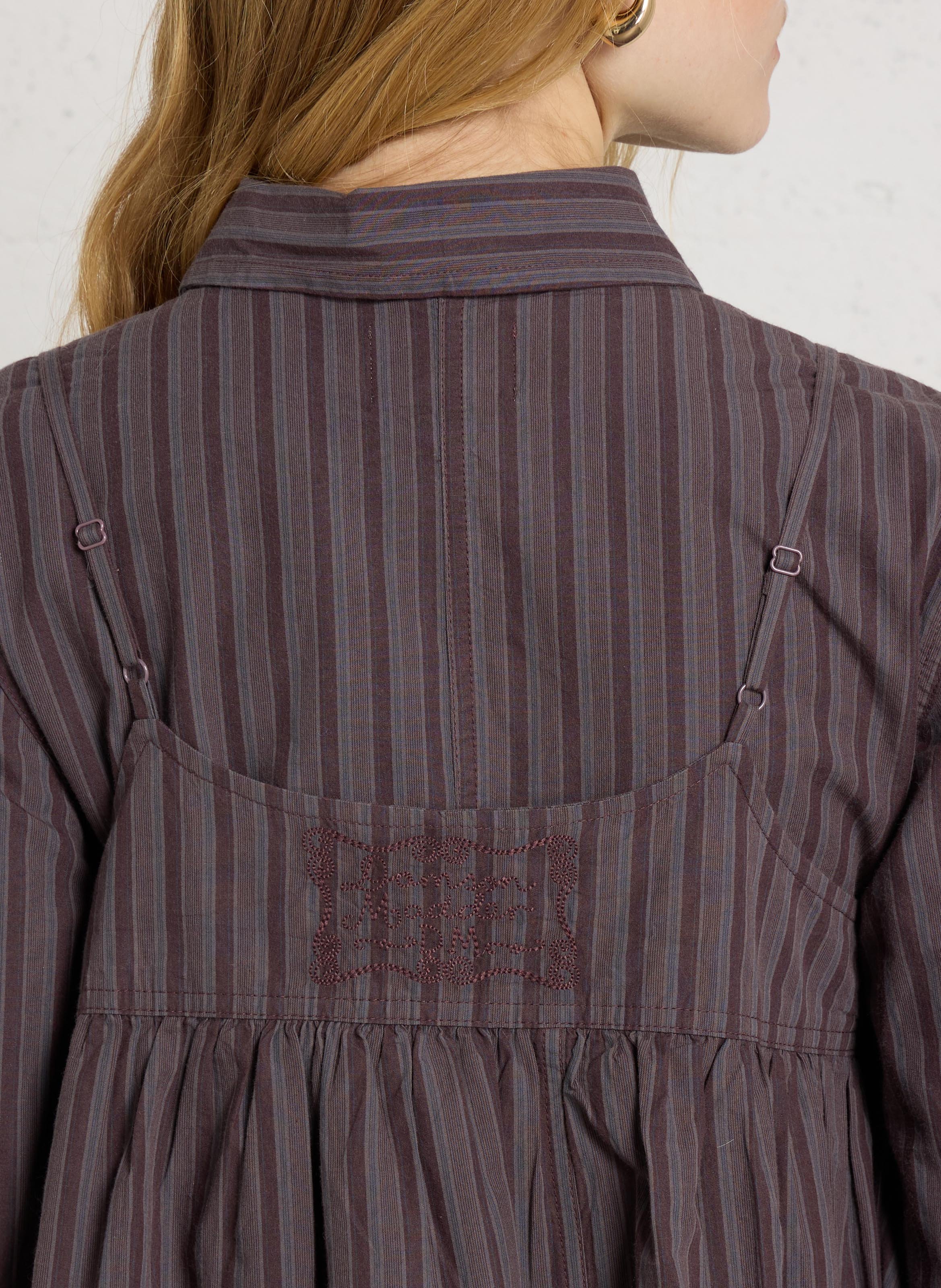 Layered striped cotton shirt DAMSON MADDER Brown
