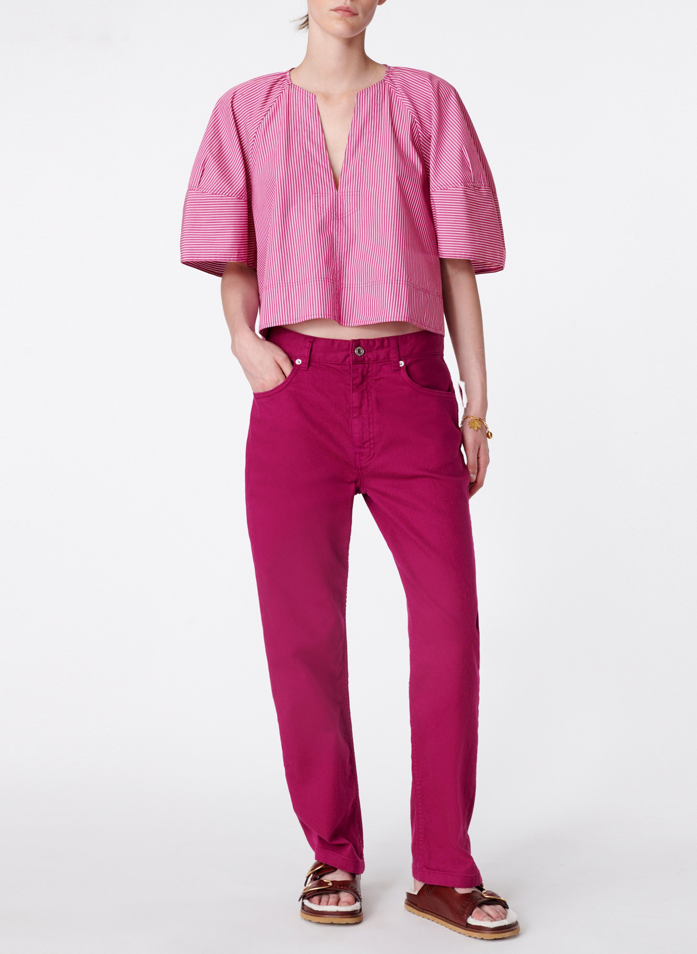 Straight-leg cotton pants PurpleVANESSA BRUNO