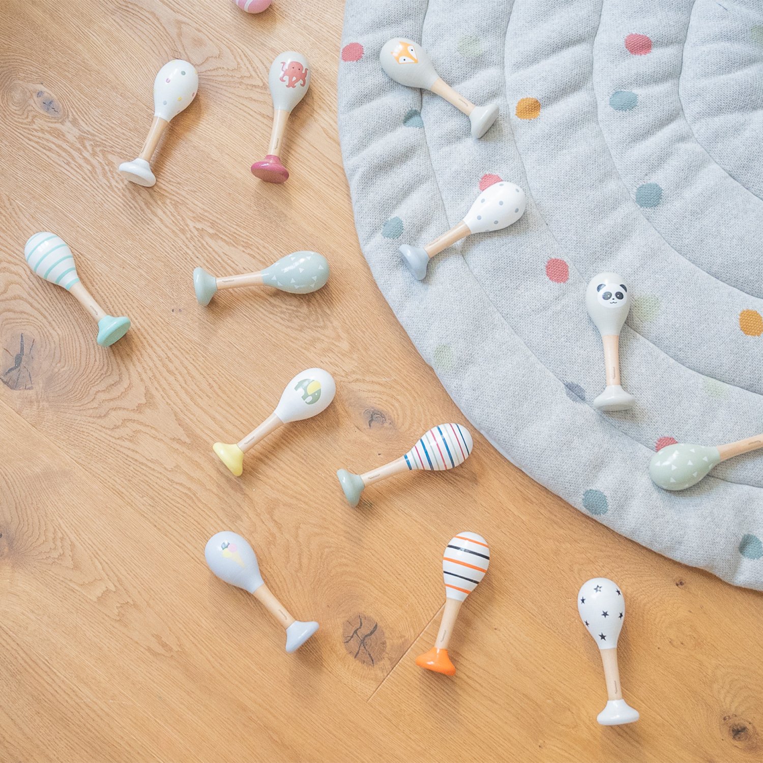 Fox and stripes rattles KINDSGUT Grey