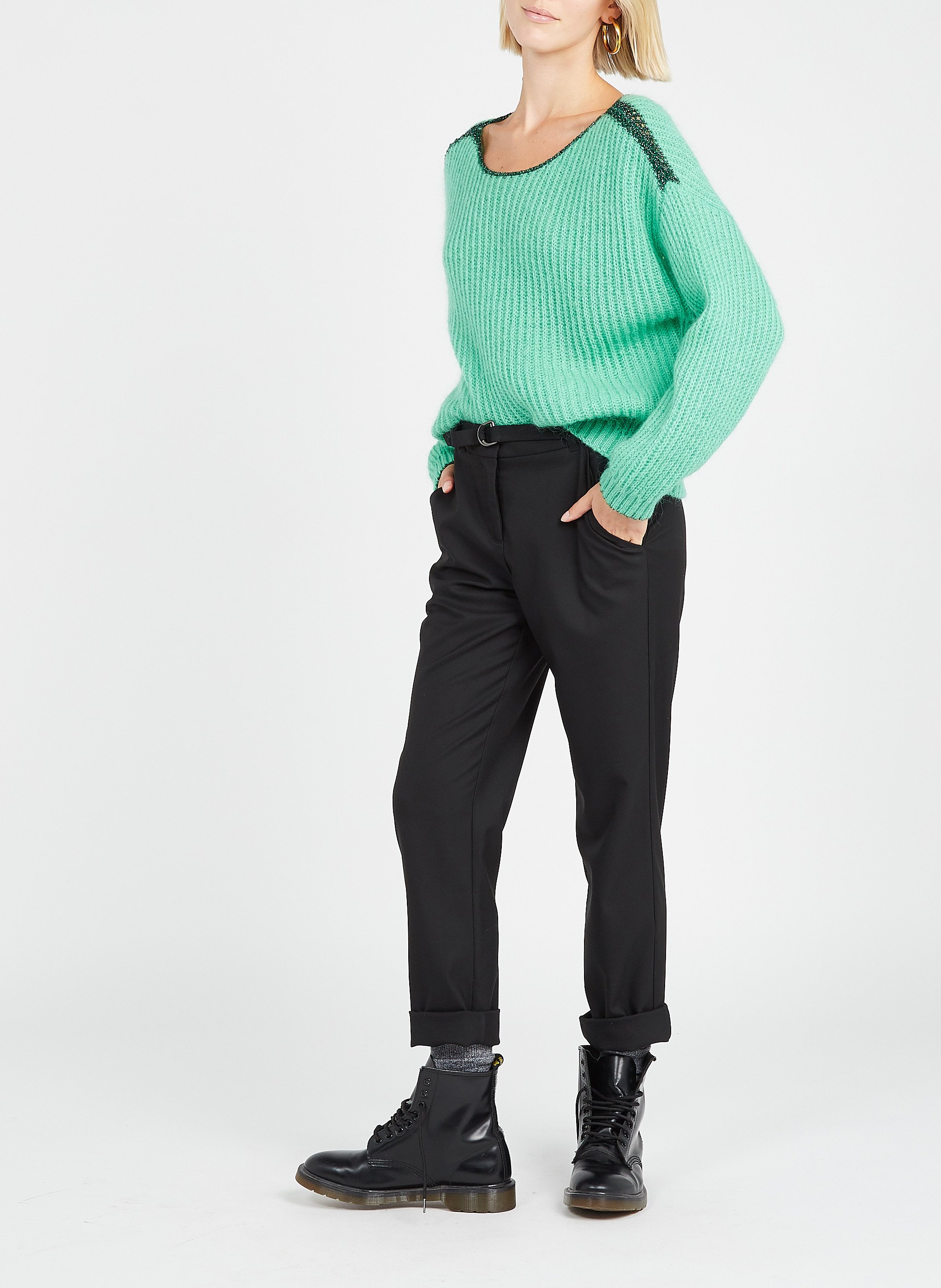 Slim-fit stretch fabric pants IKKS Black
