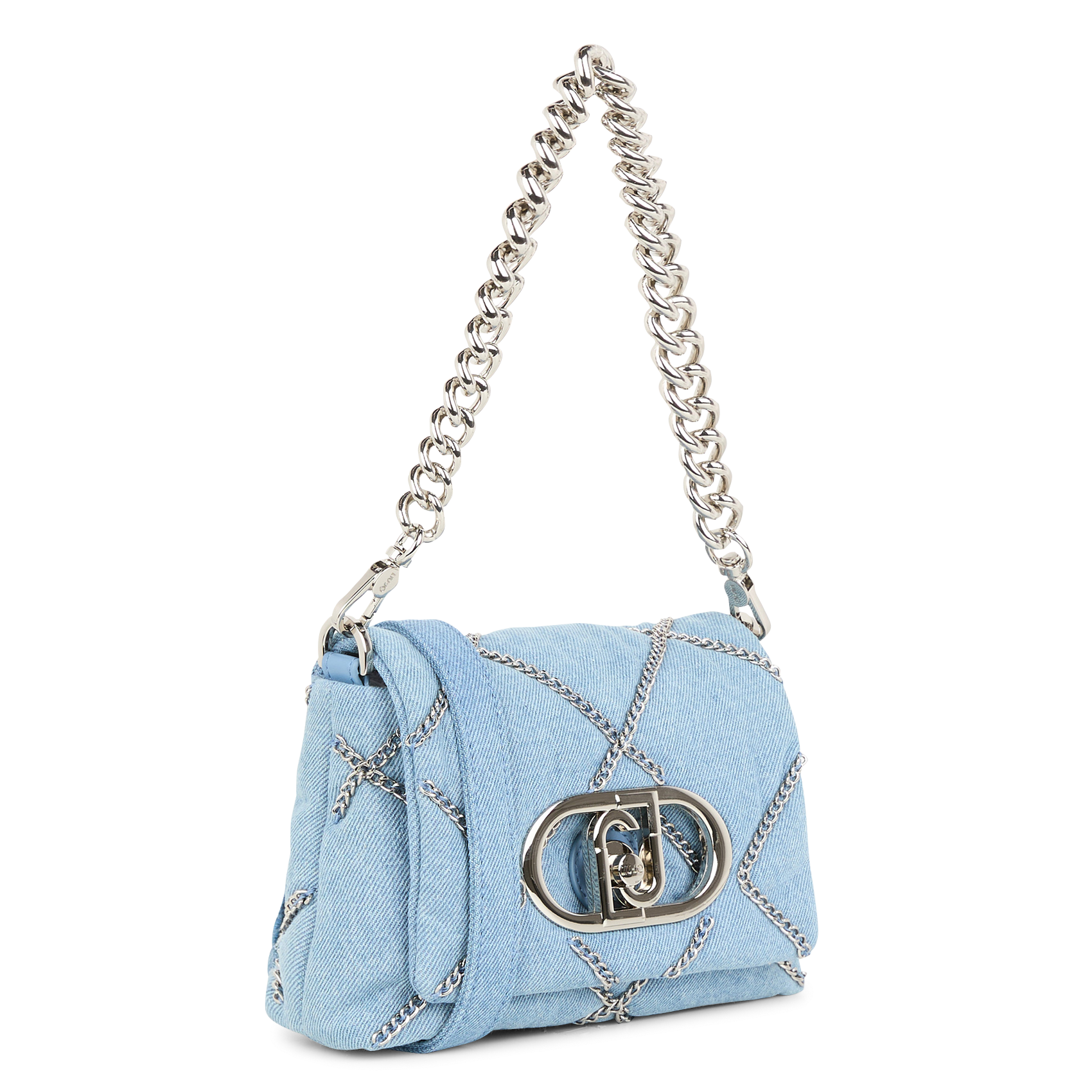 Sac porté épaule en denim avec chaînes LIU JO Bleu