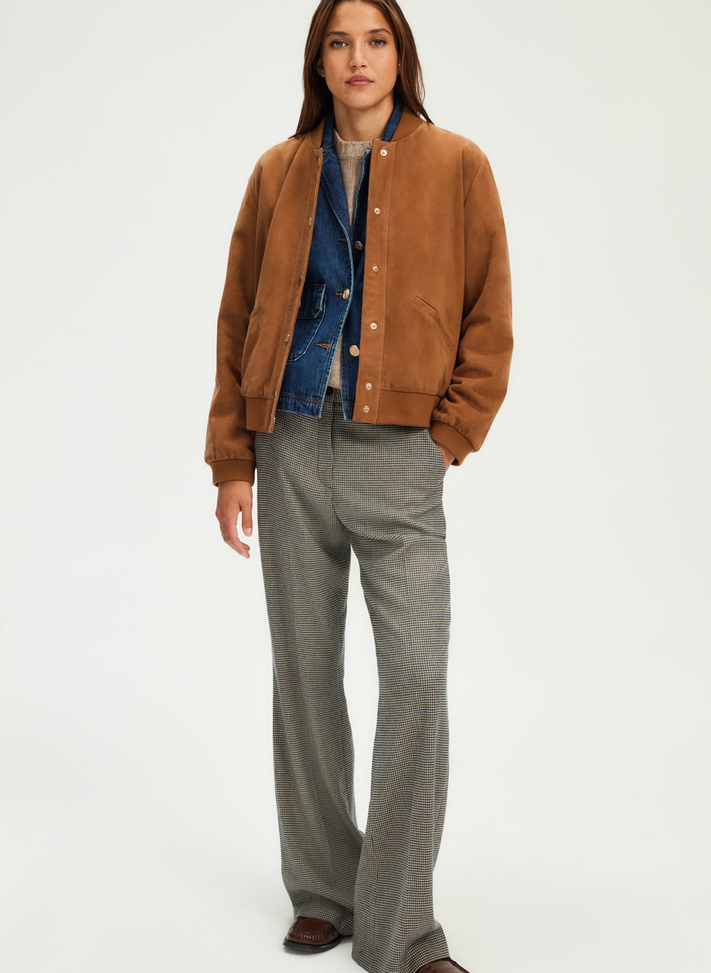 Houndstooth print straight pants PABLO Beige