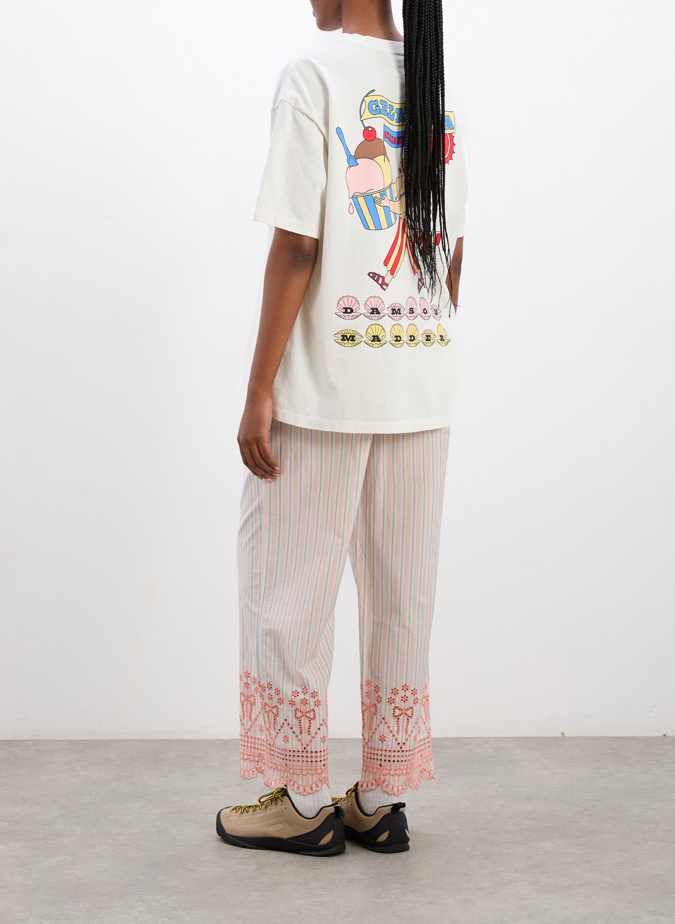 Straight striped pants with embroideries DAMSON MADDER Orange