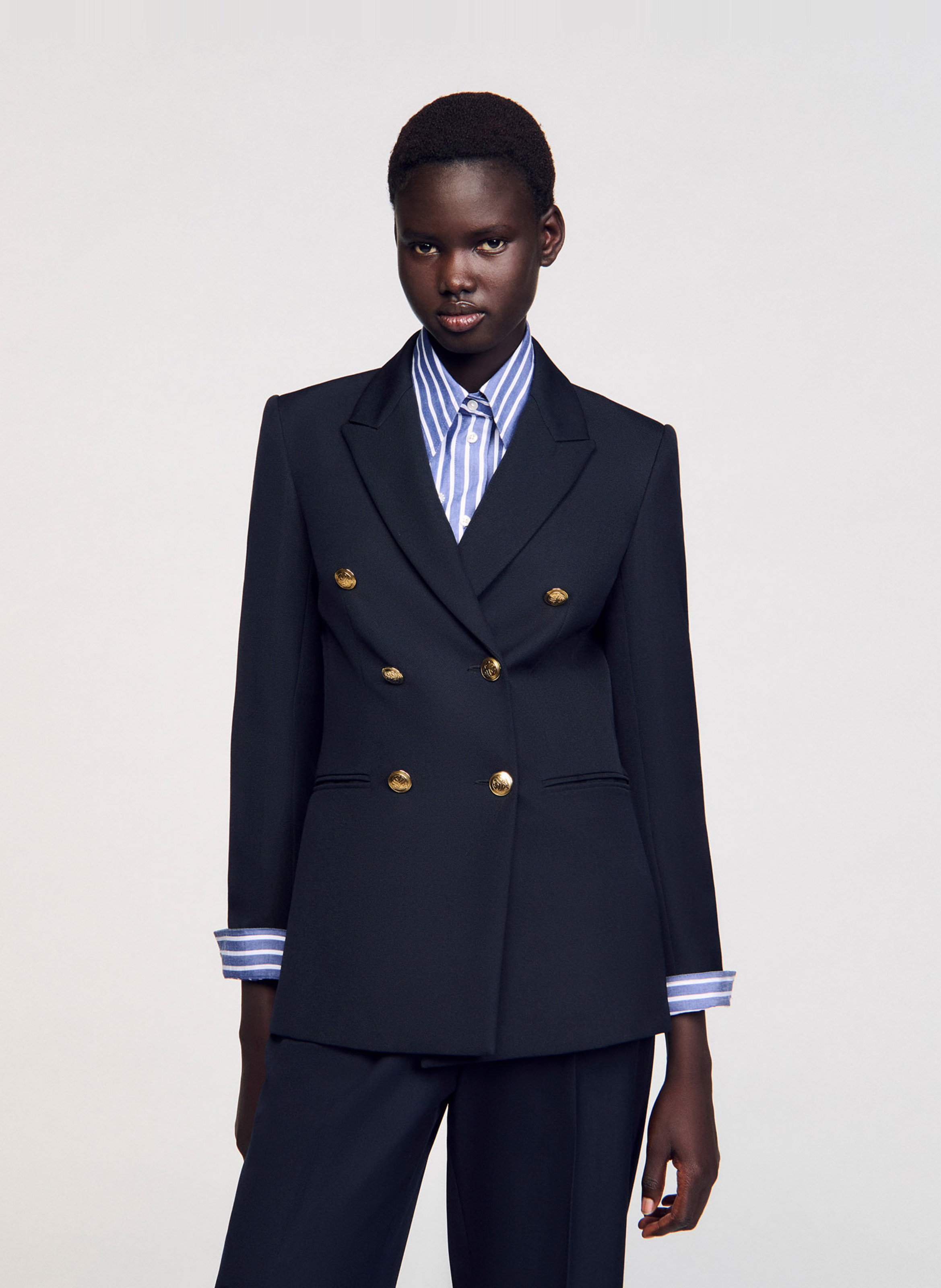 Veste col tailleur boutonnée SANDRO Bleu