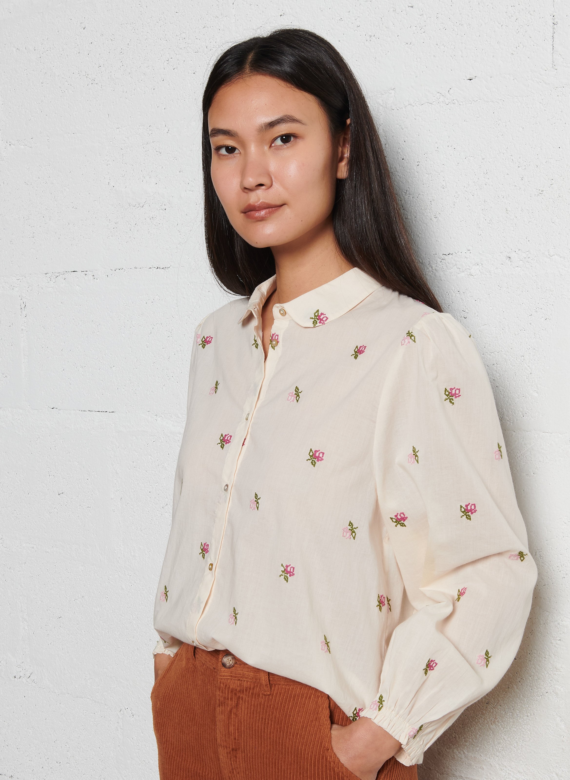 Baumwoll-Bluse EMILE ET IDA Beige