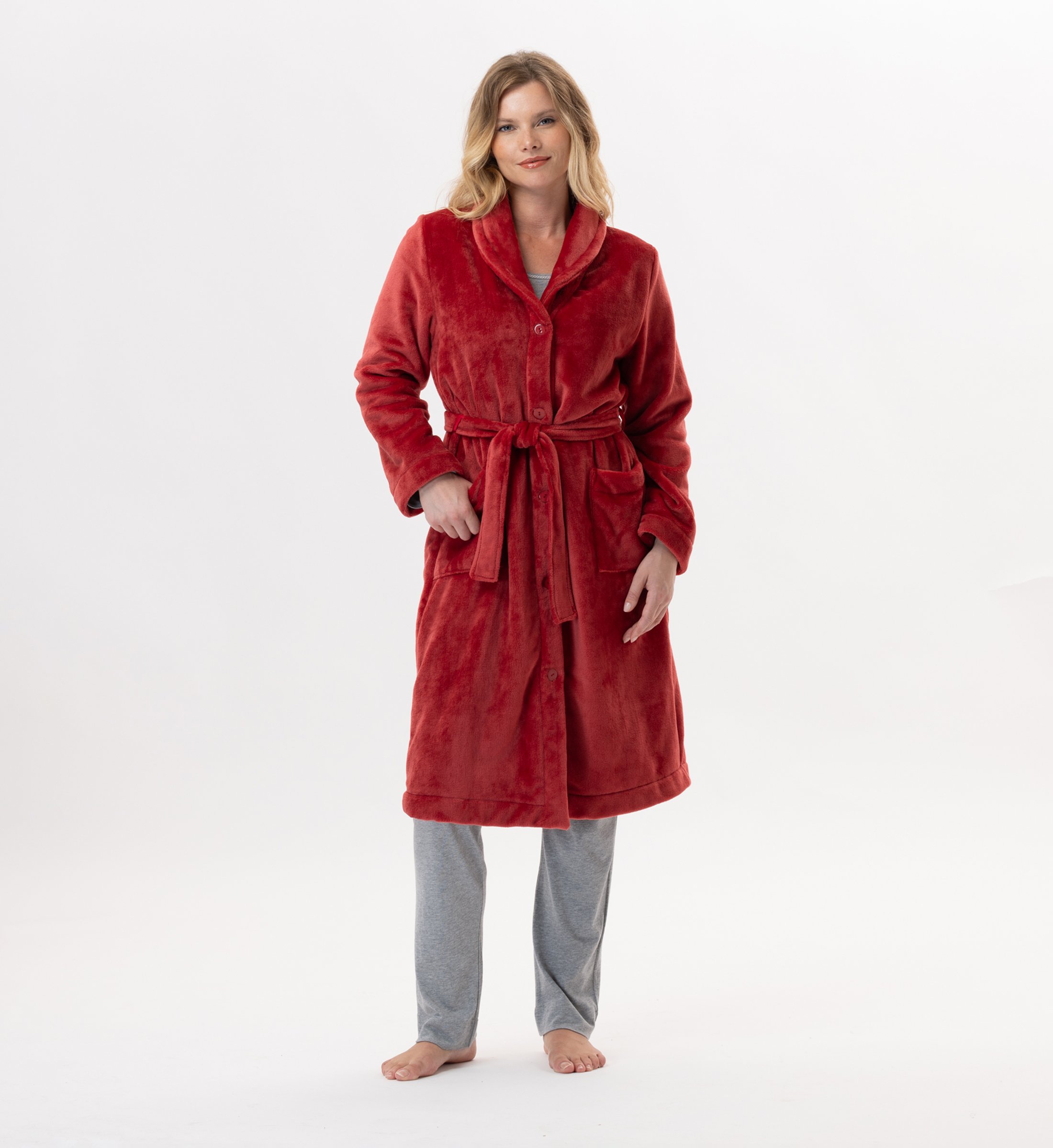 Plush flannel robe LE CHAT Red