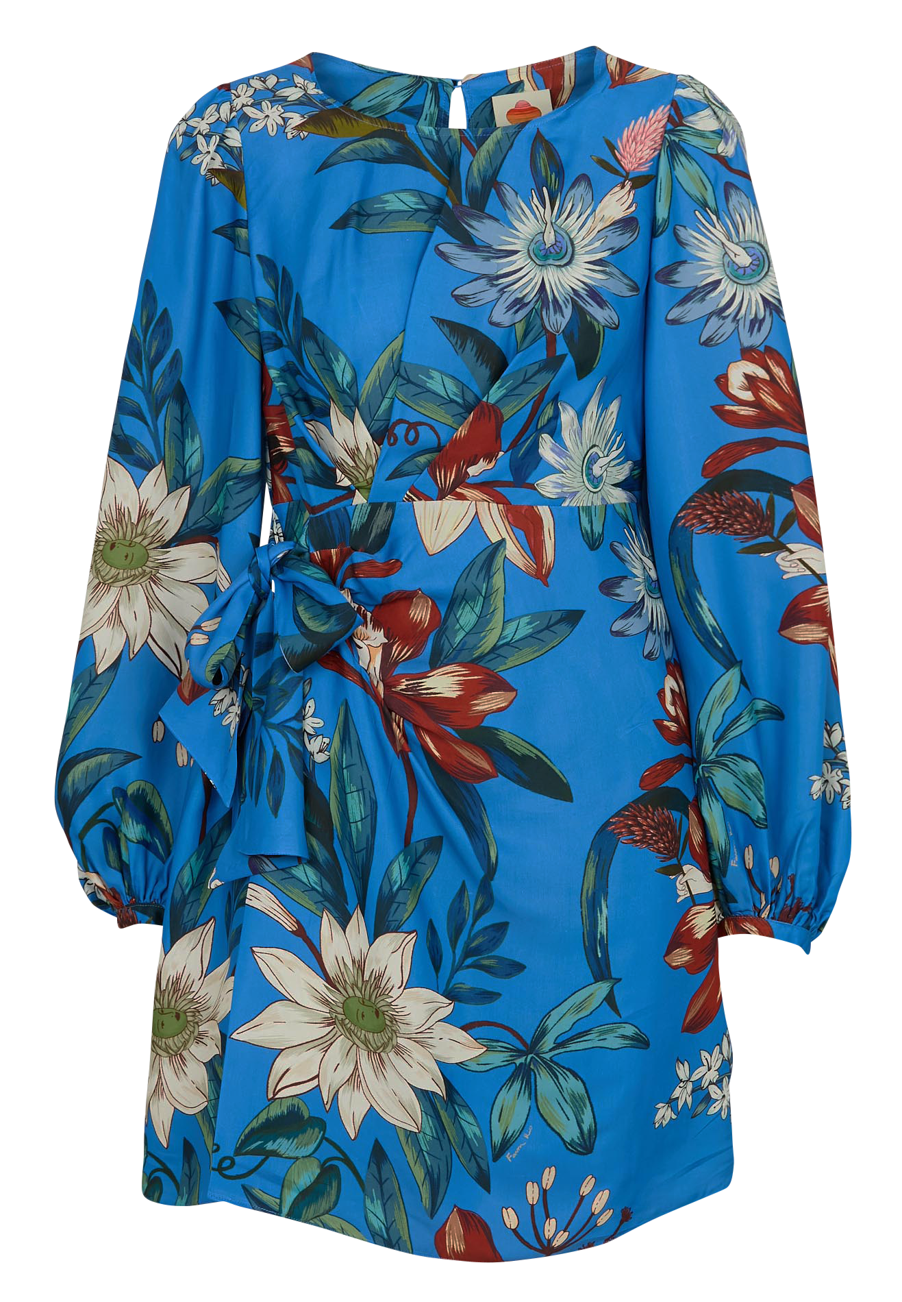 Robe courte col rond à imprimé floral  FARM RIO Bleu