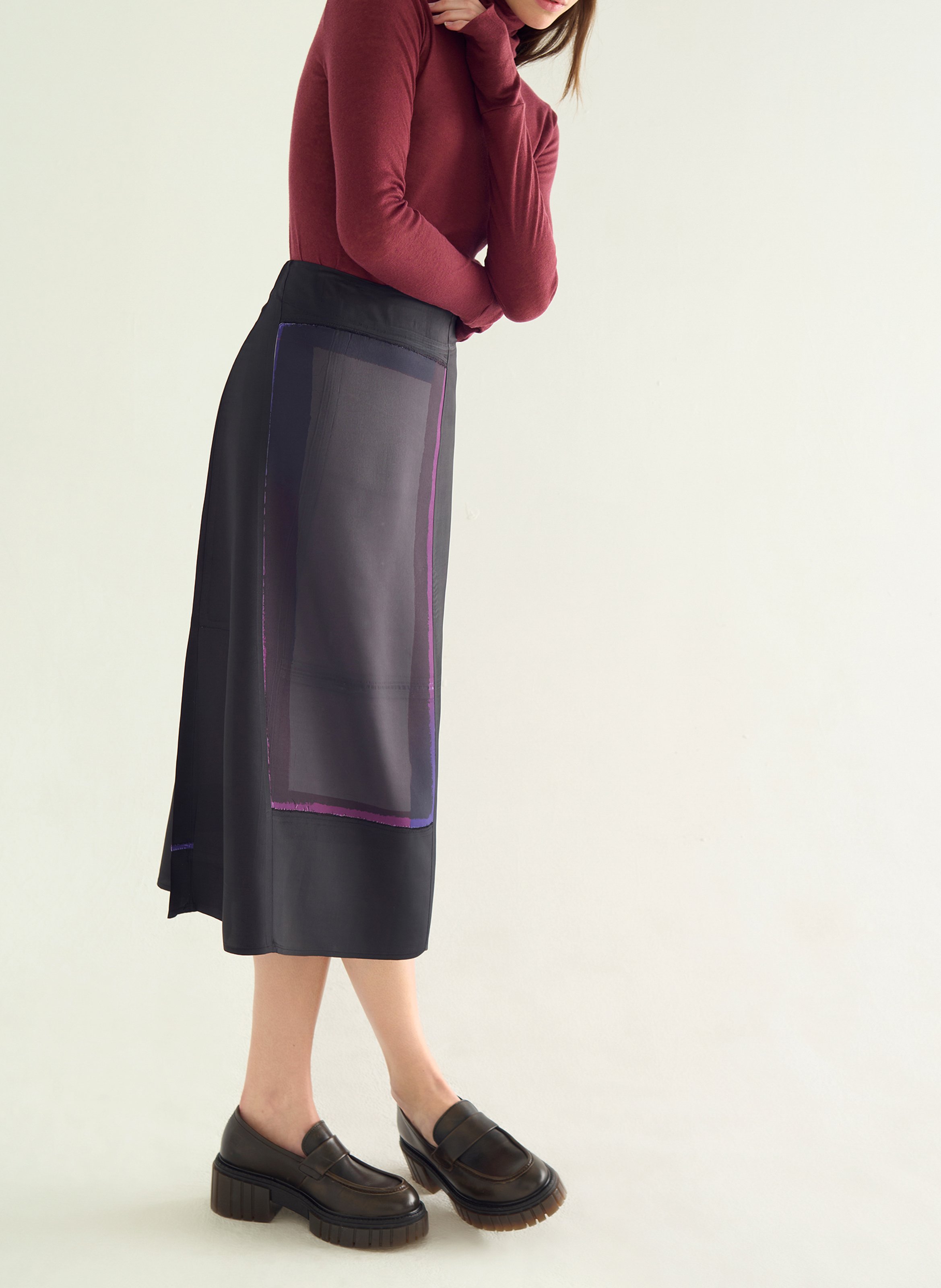 Jupe longue imprimée COTELAC Noir