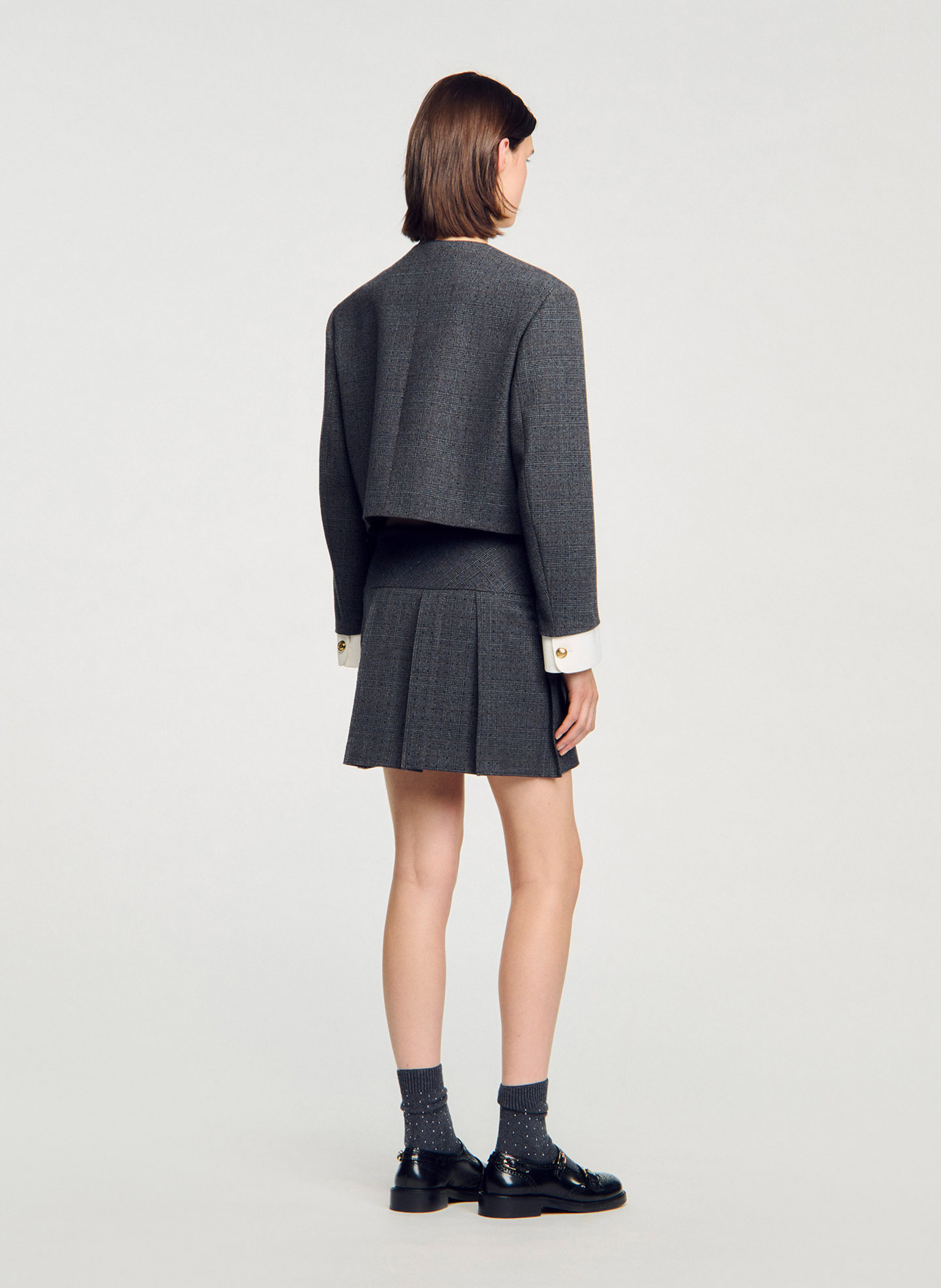 Jupe courte imprimée SANDRO Gris