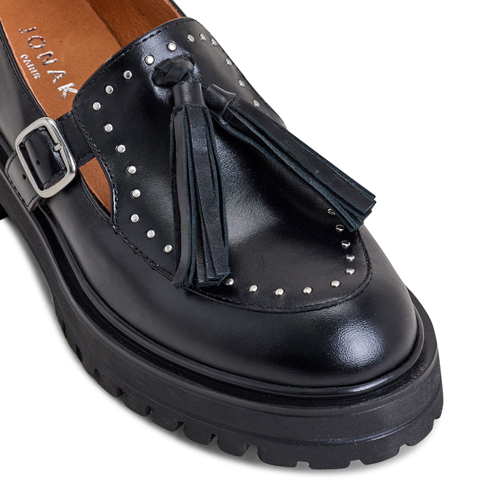 Fringed leather loafers JONAK Black
