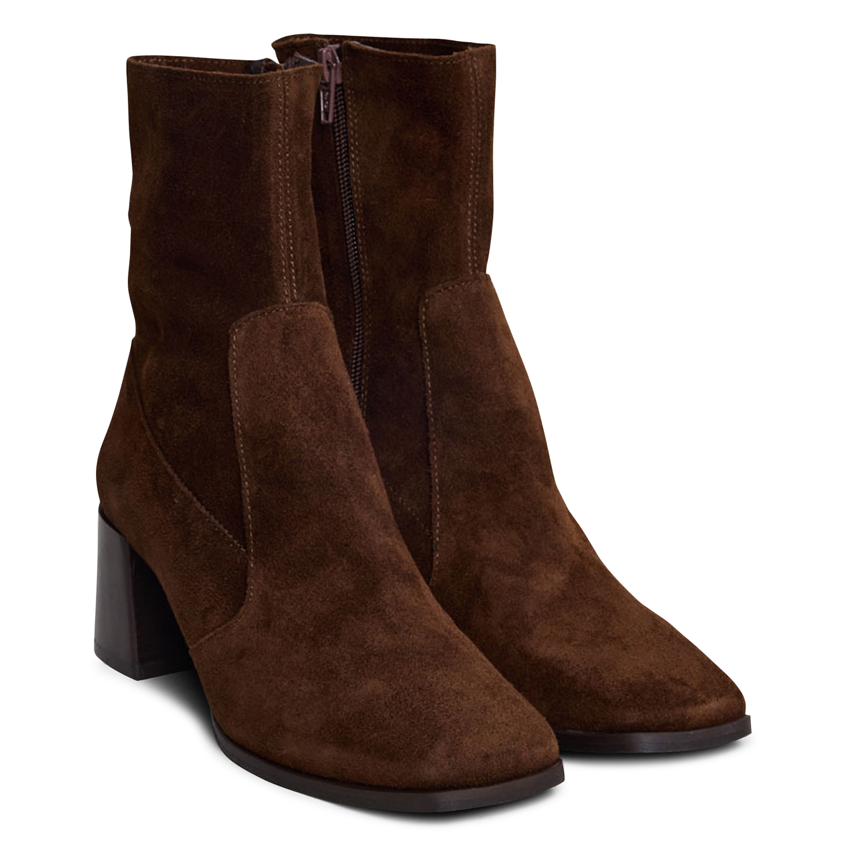 Heeled suede leather mid-calf boots JONAK Brown