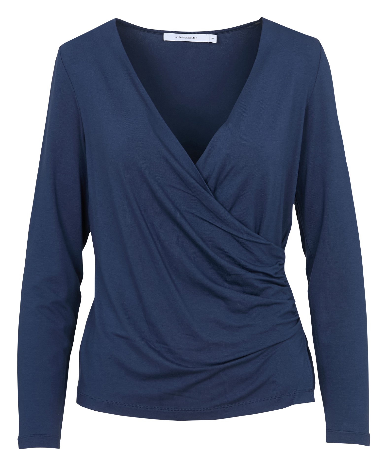 Solid long-sleeve wrap top LA FEE MARABOUTEE Blue