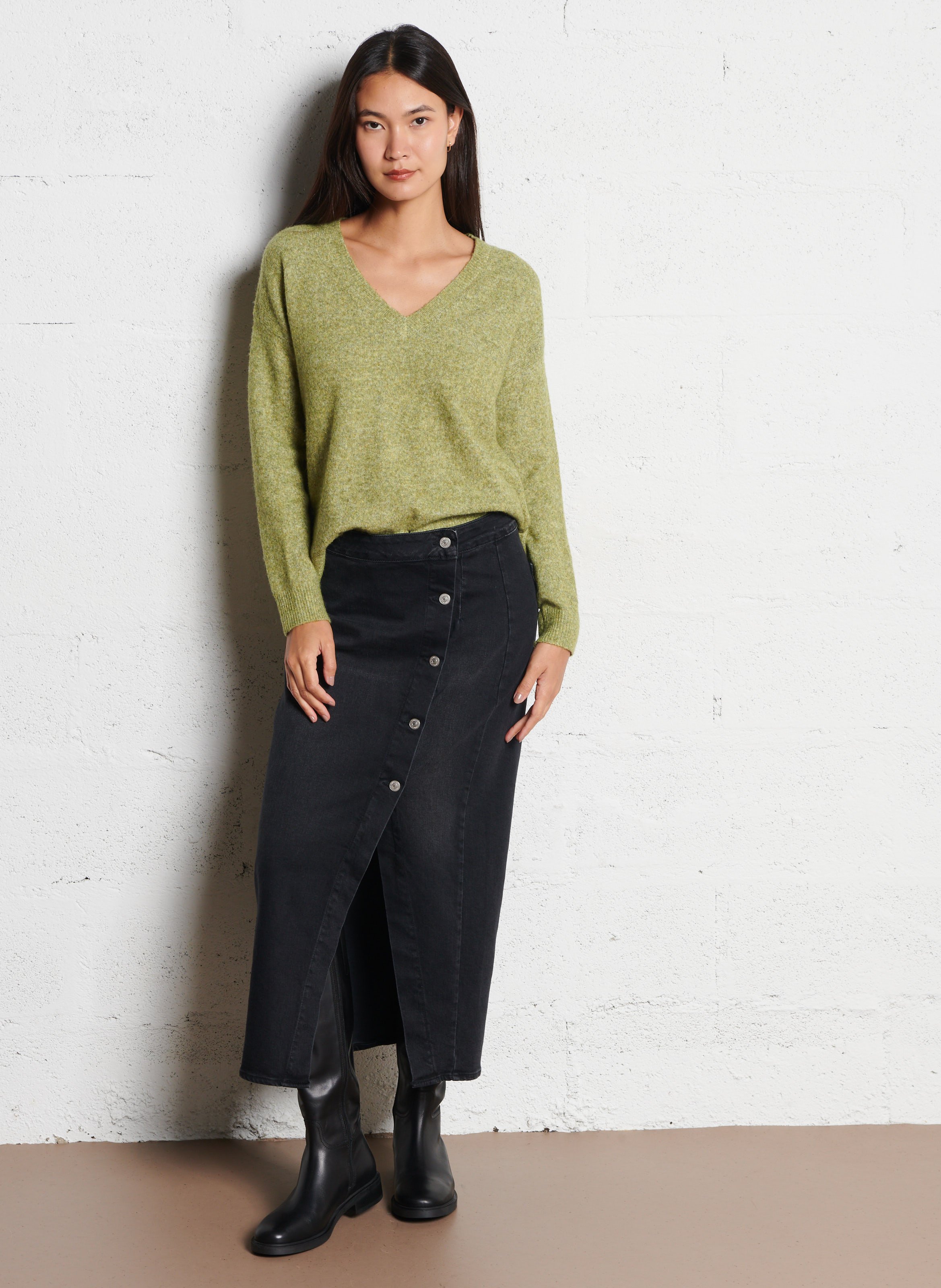 Pull col V  LA PETITE ETOILE Vert